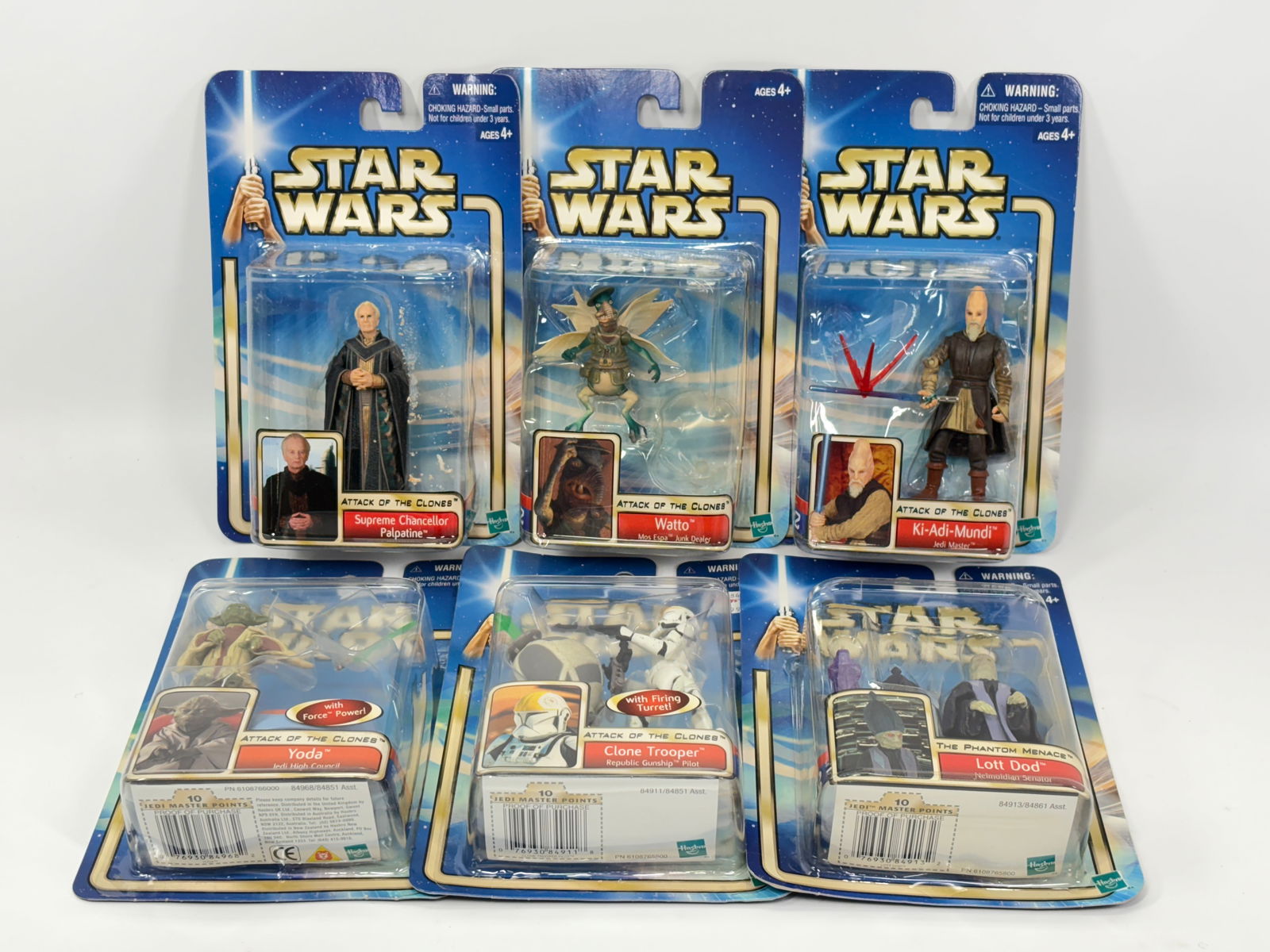 6) STAR WARS ACTION FIGURES NIP: ALL REMAIN NEW IN PACKAGE.