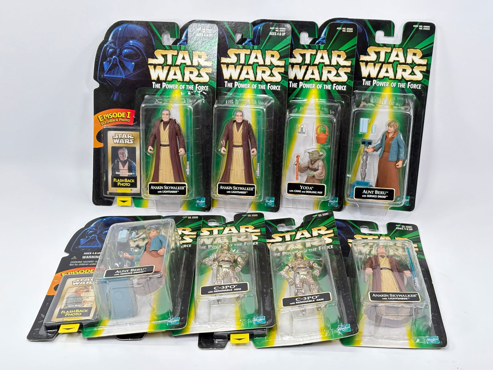 8) STAR WARS POTF ACTION FIGURES NIP: ALL REMAIN NEW IN PACKAGE.