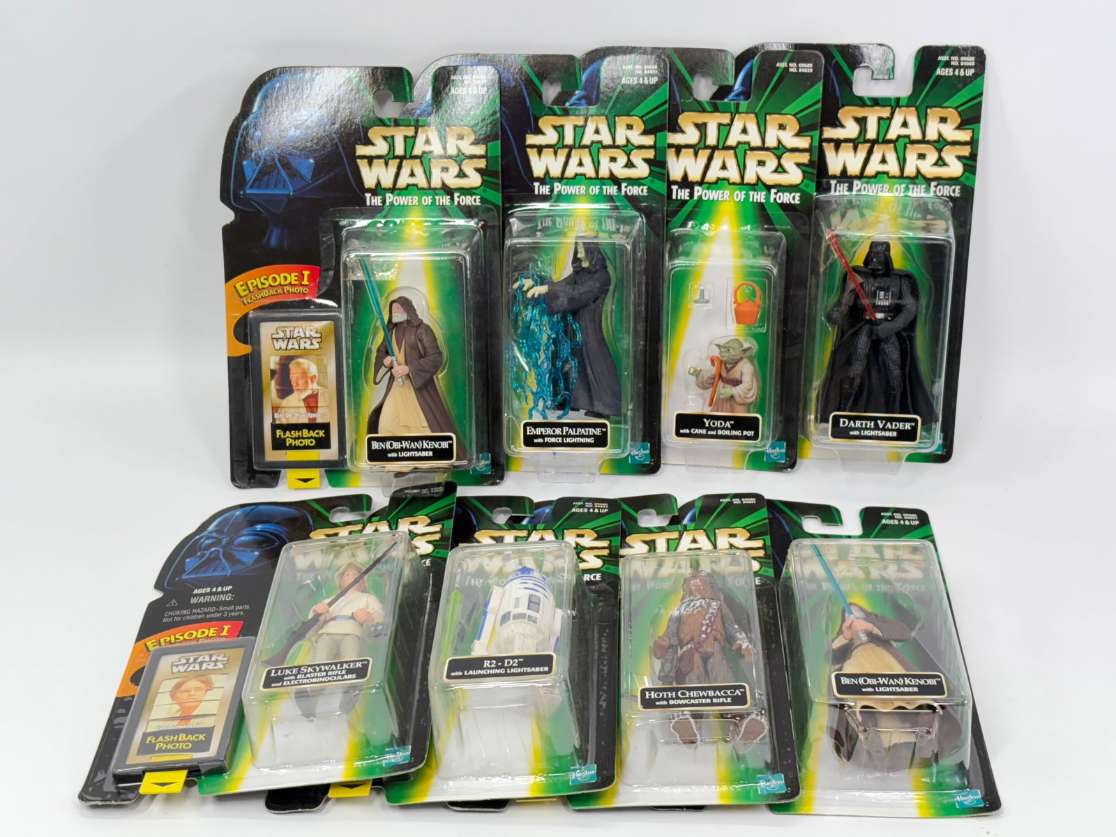 8) STAR WARS POTF ACTION FIGURES NIP: ALL REMAIN NEW IN PACKAGE.
