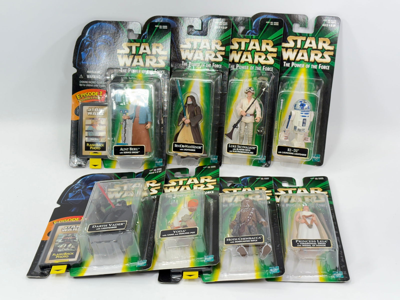 8) STAR WARS POTF ACTION FIGURES NIP: ALL REMAIN NEW IN PACKAGE.