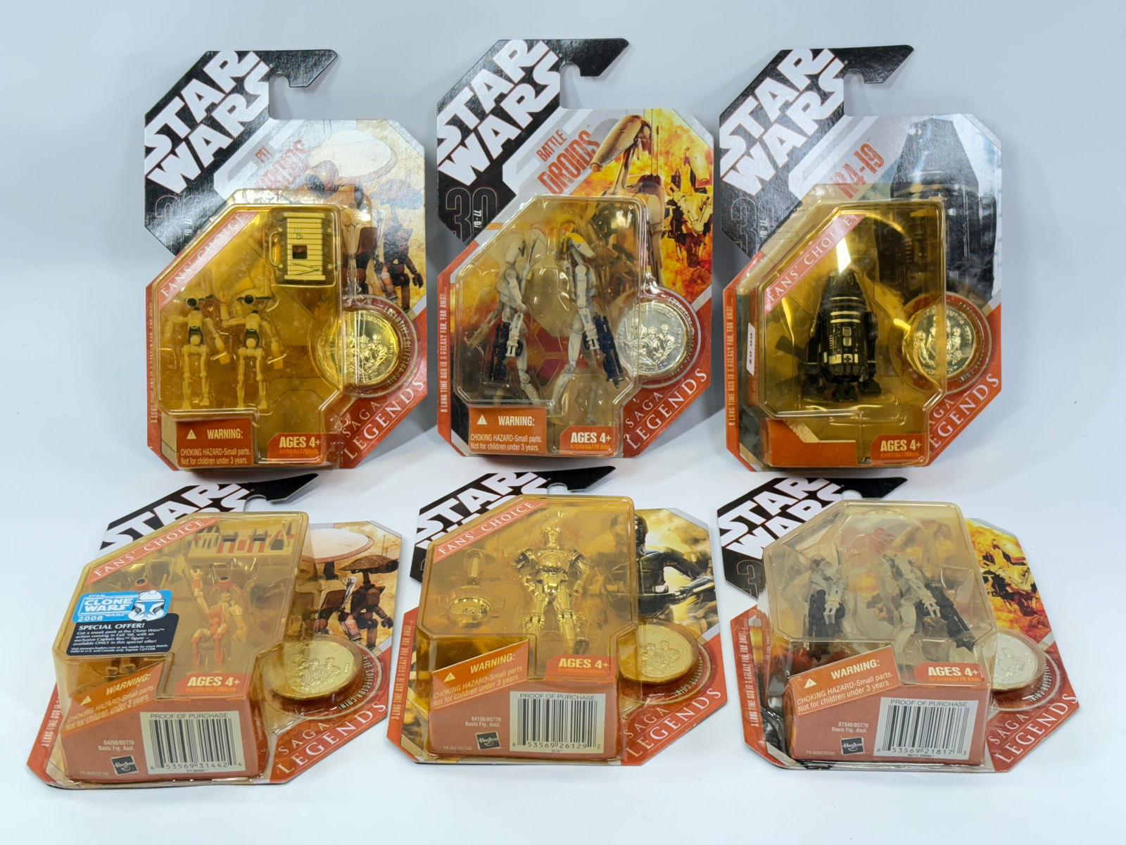 6) STAR WARS SAGA LEGENDS ACTION FIGURES NIP: ALL REMAIN NEW IN PACKAGE.