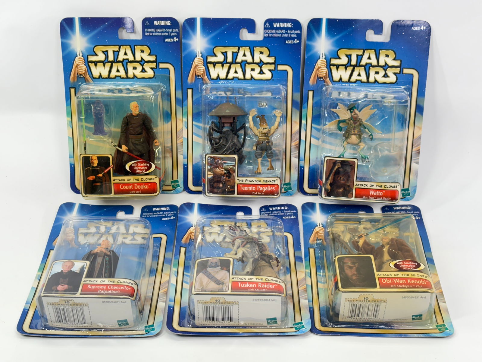 6) STAR WARS ACTION FIGURES NIP: ALL REMAIN NEW IN PACKAGE.