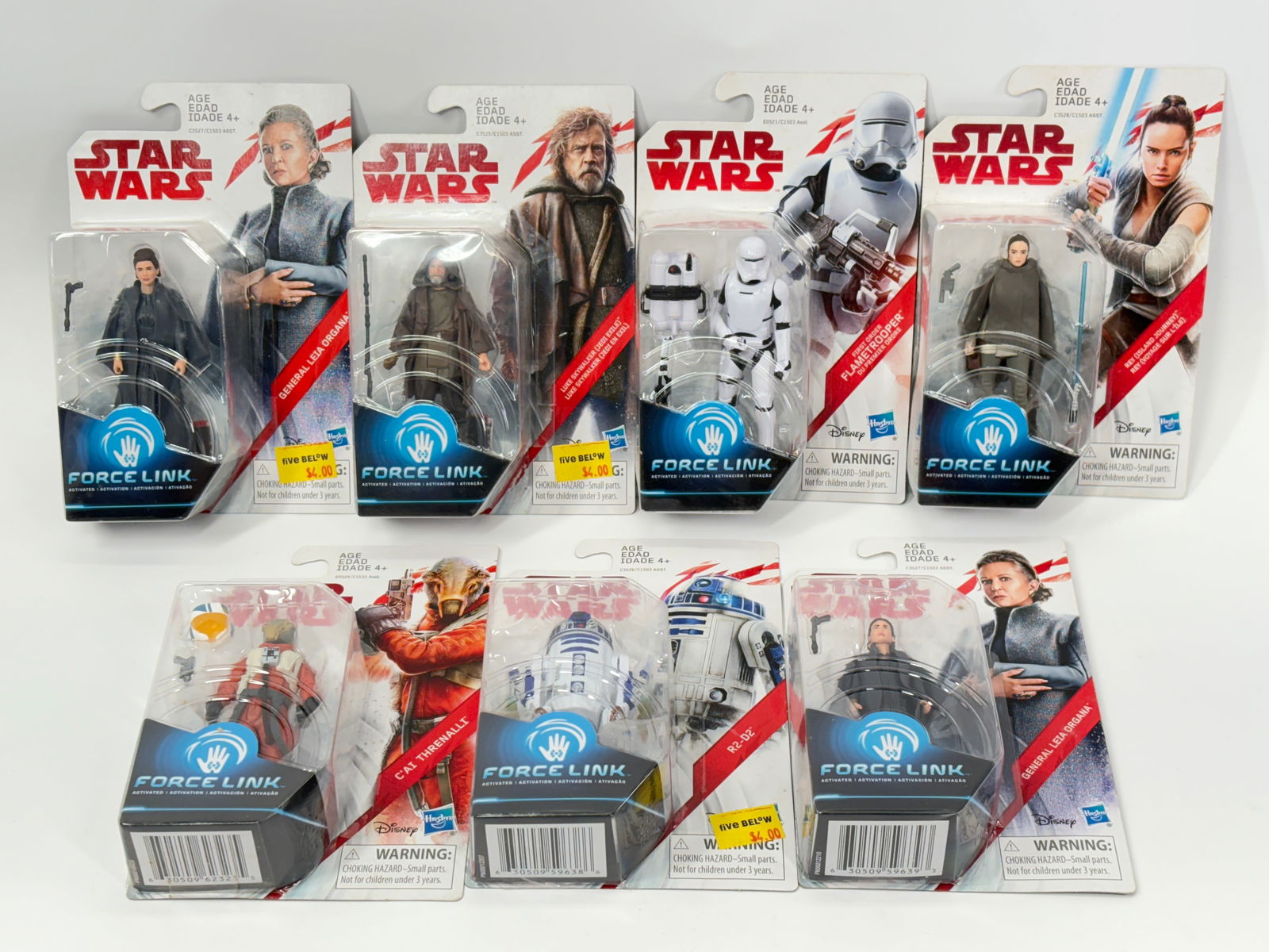 7) STAR WARS FORCE LINK ACTION FIGURES NIP: ALL REMAIN NEW IN PACKAGE.