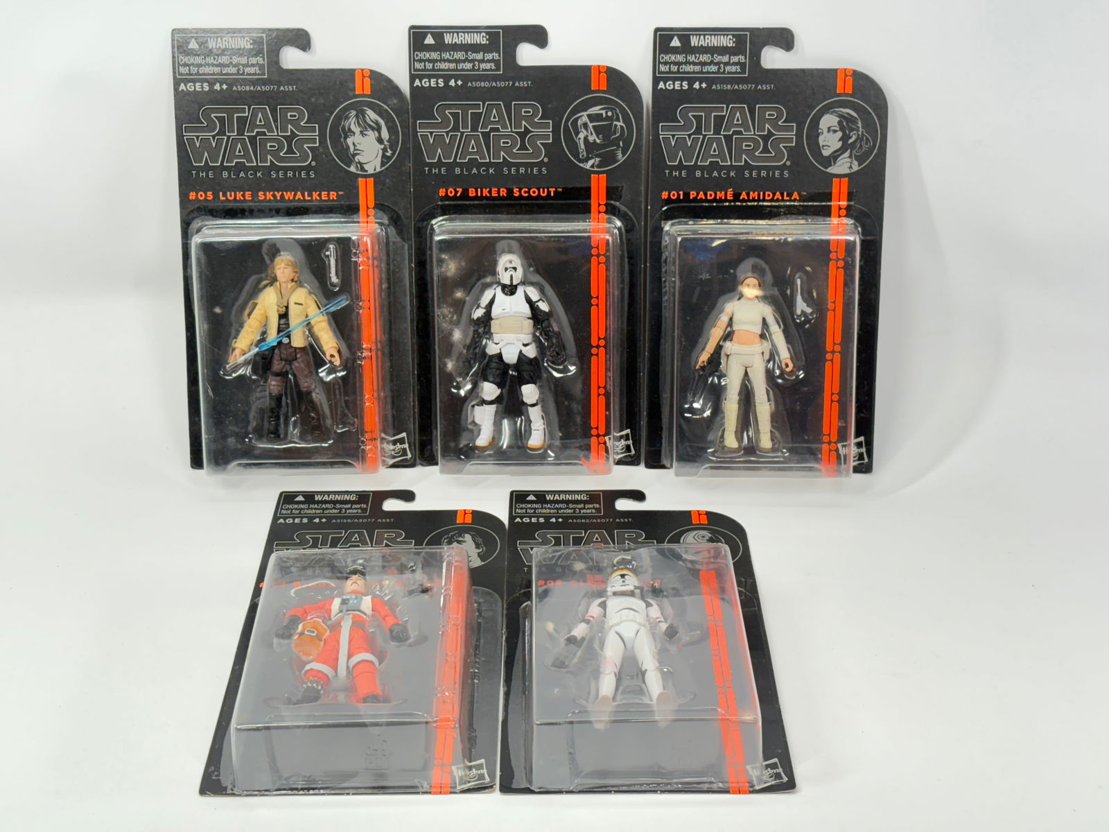 5) STAR WARS BLACK SERIES ACTION FIGURES NIP: ALL REMAIN NEW IN PACKAGE.