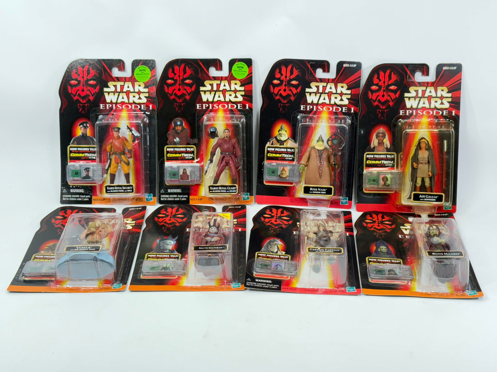 8) STAR WARS EPISODE I ACTION FIGURES NIP: ALL REMAIN NEW IN PACKAGE.