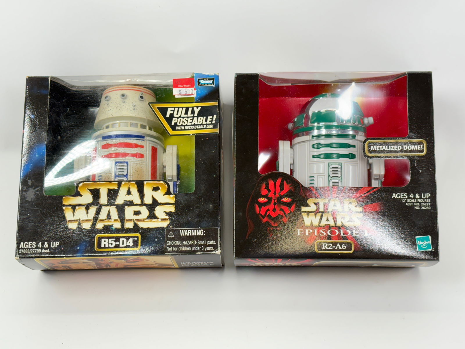 STAR WARS EPISODE I R2-A6 & POTF R5-D4 NIB: BOTH REMAIN NEW IN BOX.