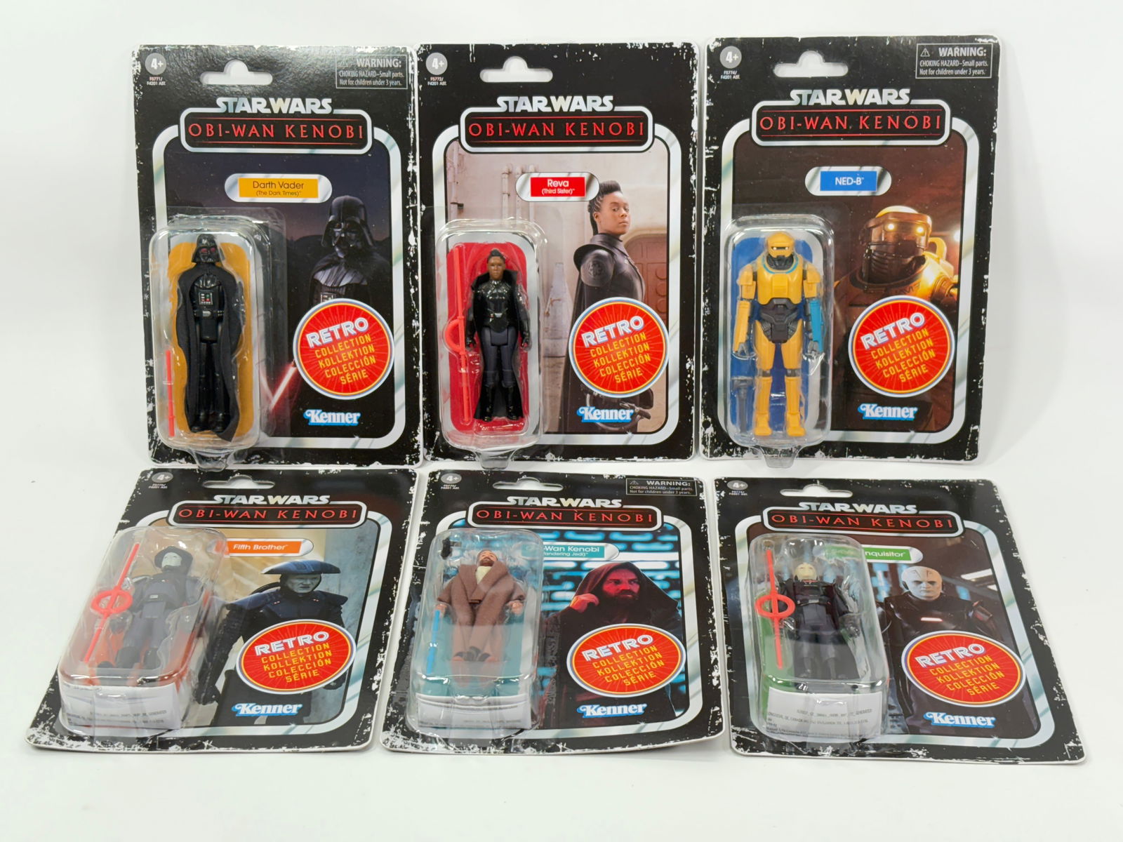 6) STAR WARS OBI-WAN KENOBI RETRO FIGURES NIP: ALL REMAIN NEW IN PACKAGE.