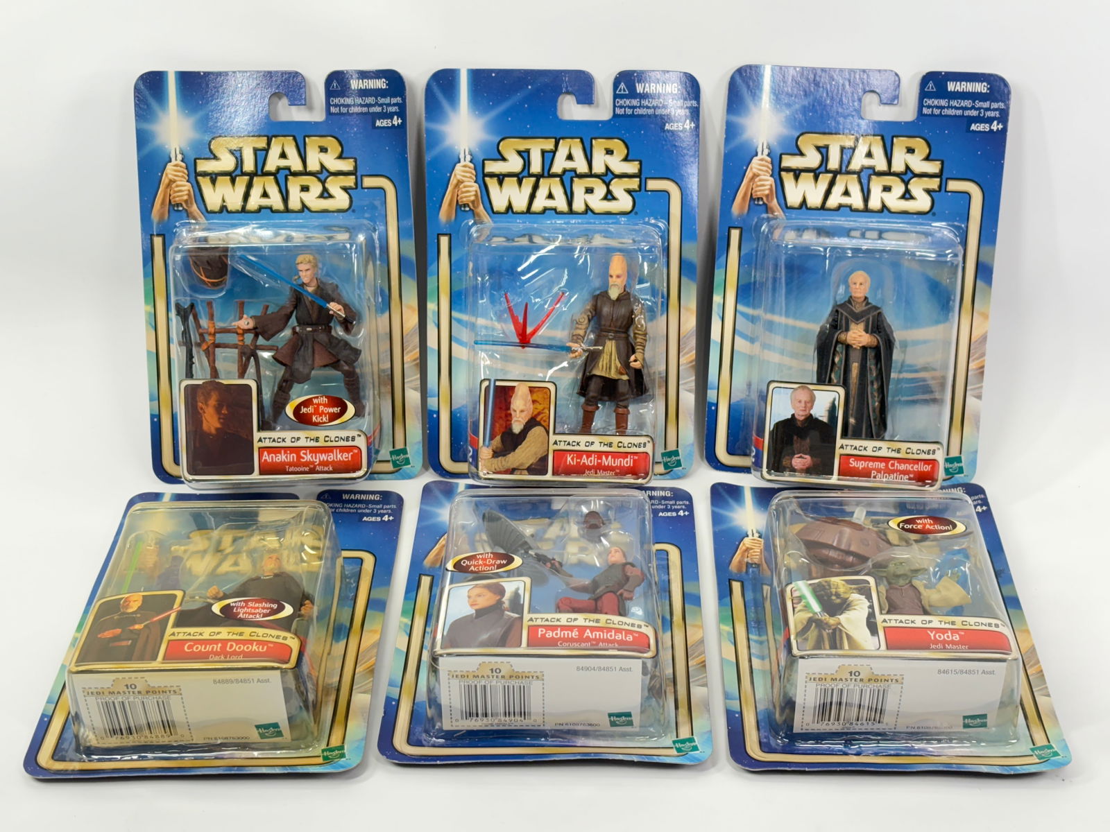 6) STAR WARS ATTACK OF THE CLONES FIGURES NIP: ALL REMAIN NEW IN PACKAGE.