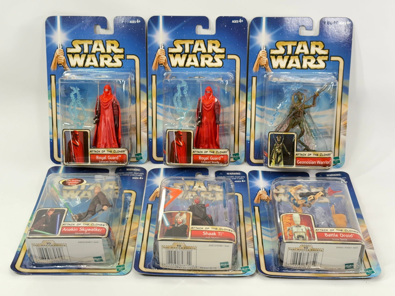 6) STAR WARS ATTACK OF THE CLONES FIGURES NIP: ALL REMAIN NEW IN PACKAGE.