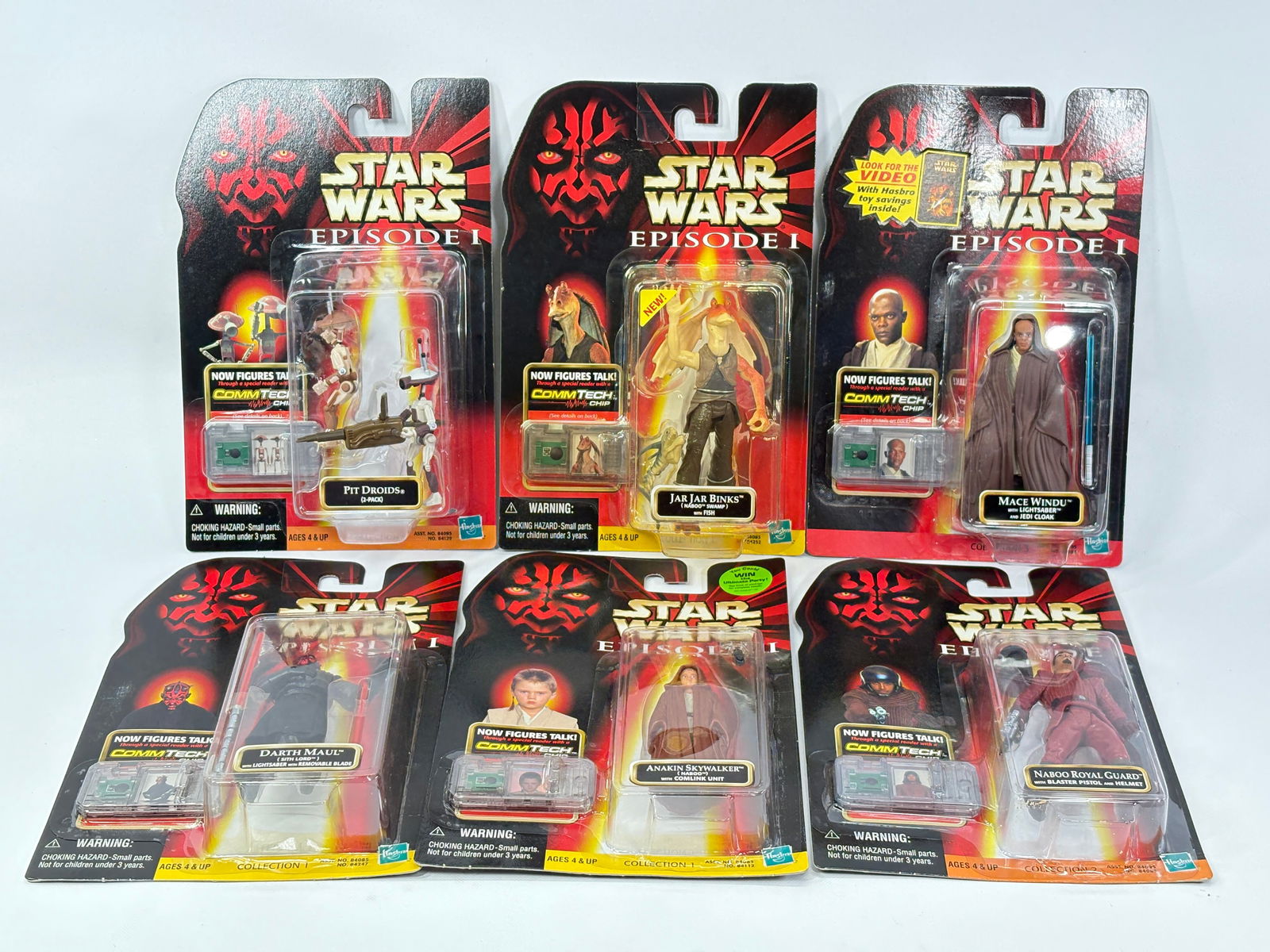 6) STAR WARS EPISODE I ACTION FIGURES NIP: ALL REMAIN NEW IN PACKAGE.