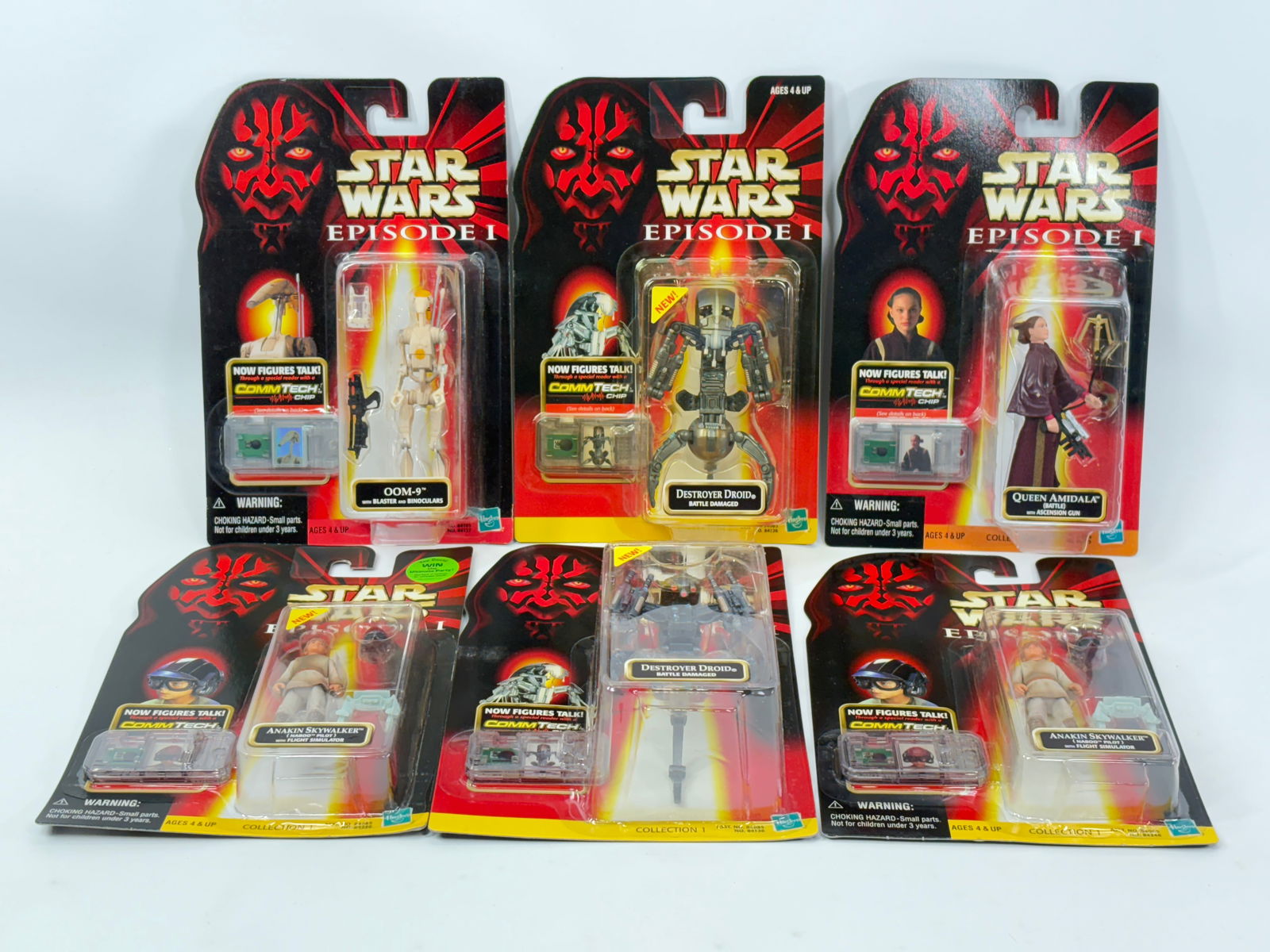 6) STAR WARS EPISODE I ACTION FIGURES NIP: ALL REMAIN NEW IN PACKAGE.