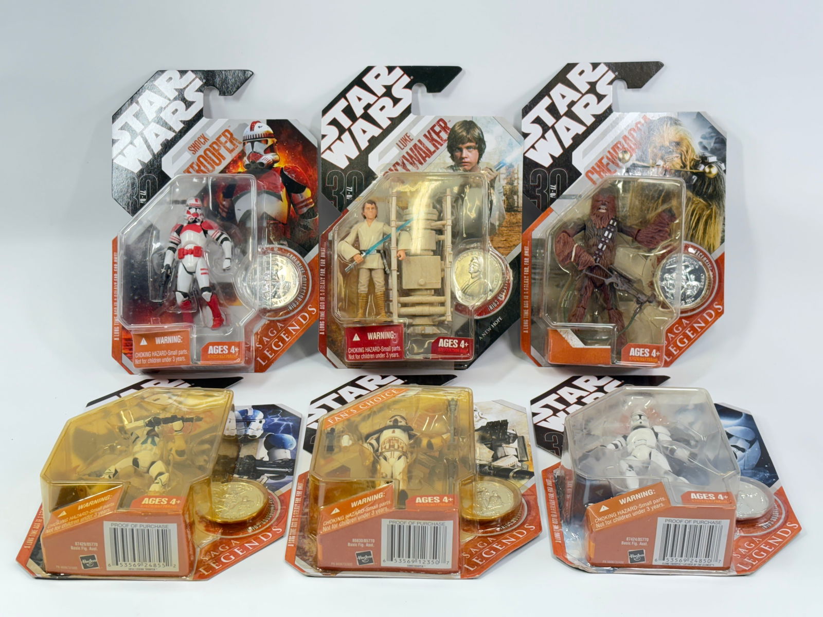 6) STAR WARS ACTION FIGURES NIP: ALL REMAIN NEW IN PACKAGE.