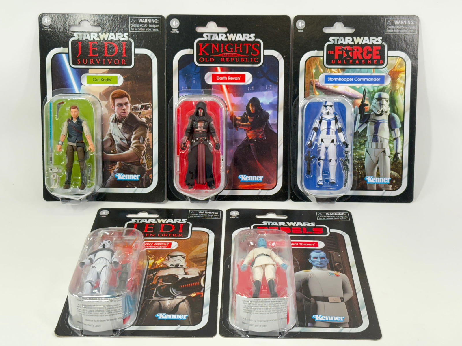 5) RETRO STAR WARS ACTION FIGURES NIP: ALL REMAIN NEW IN PACKAGE.