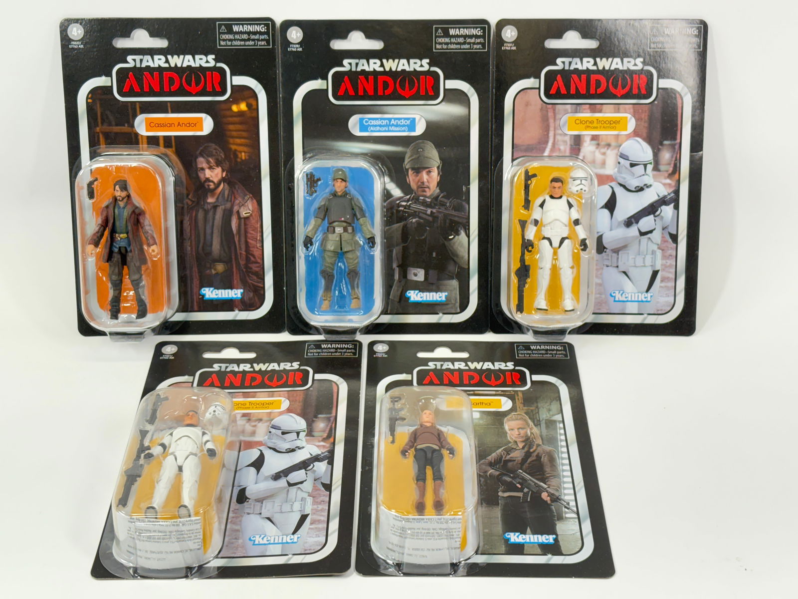 5) RETRO STAR WARS ANDOR ACTION FIGURES NIP: ALL REMAIN NEW IN PACKAGE.