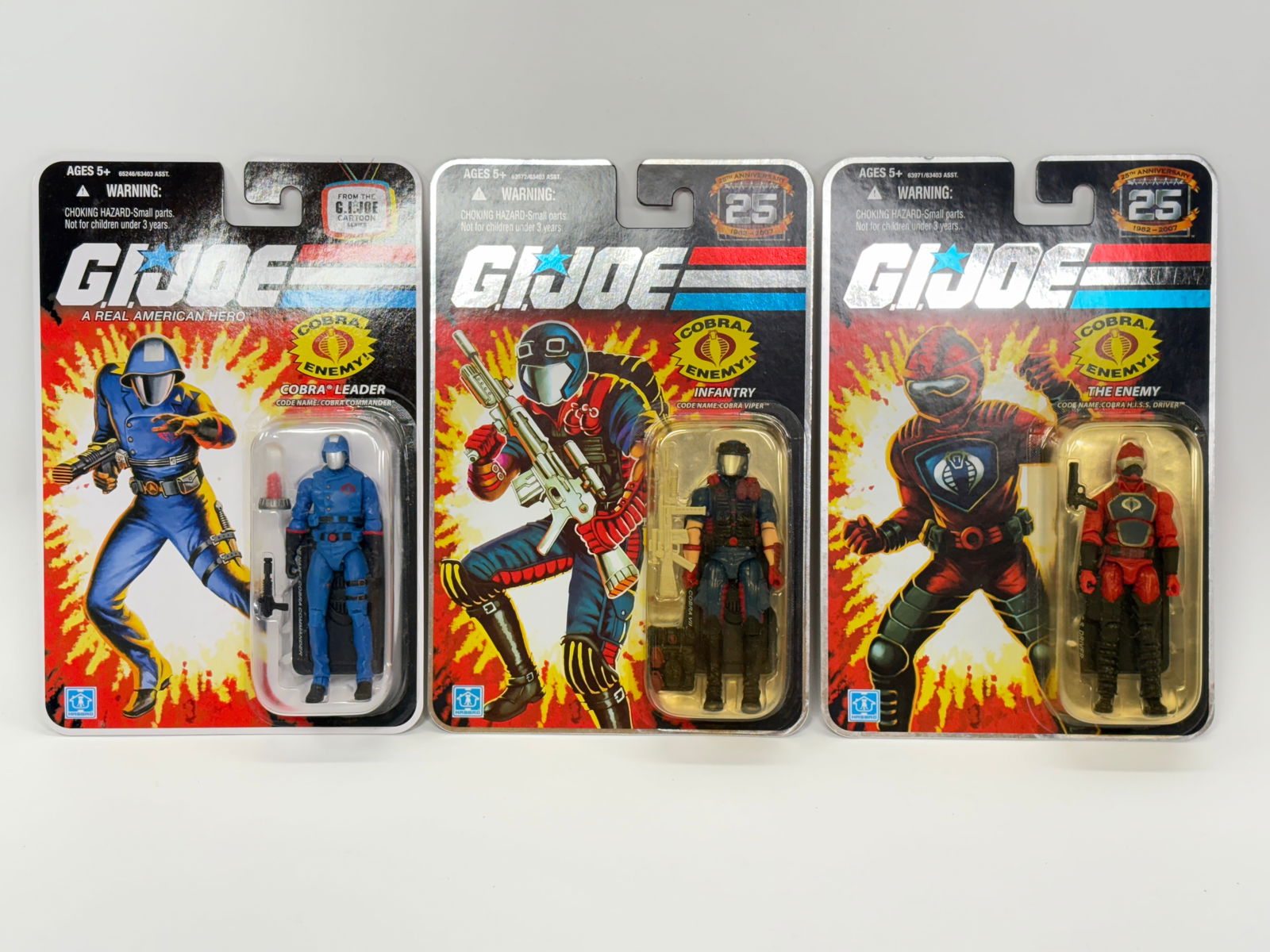 2) GI JOE ANNIVERSARY ACTION FIGURES NIP: ALL REMAIN NEW IN PACKAGE.