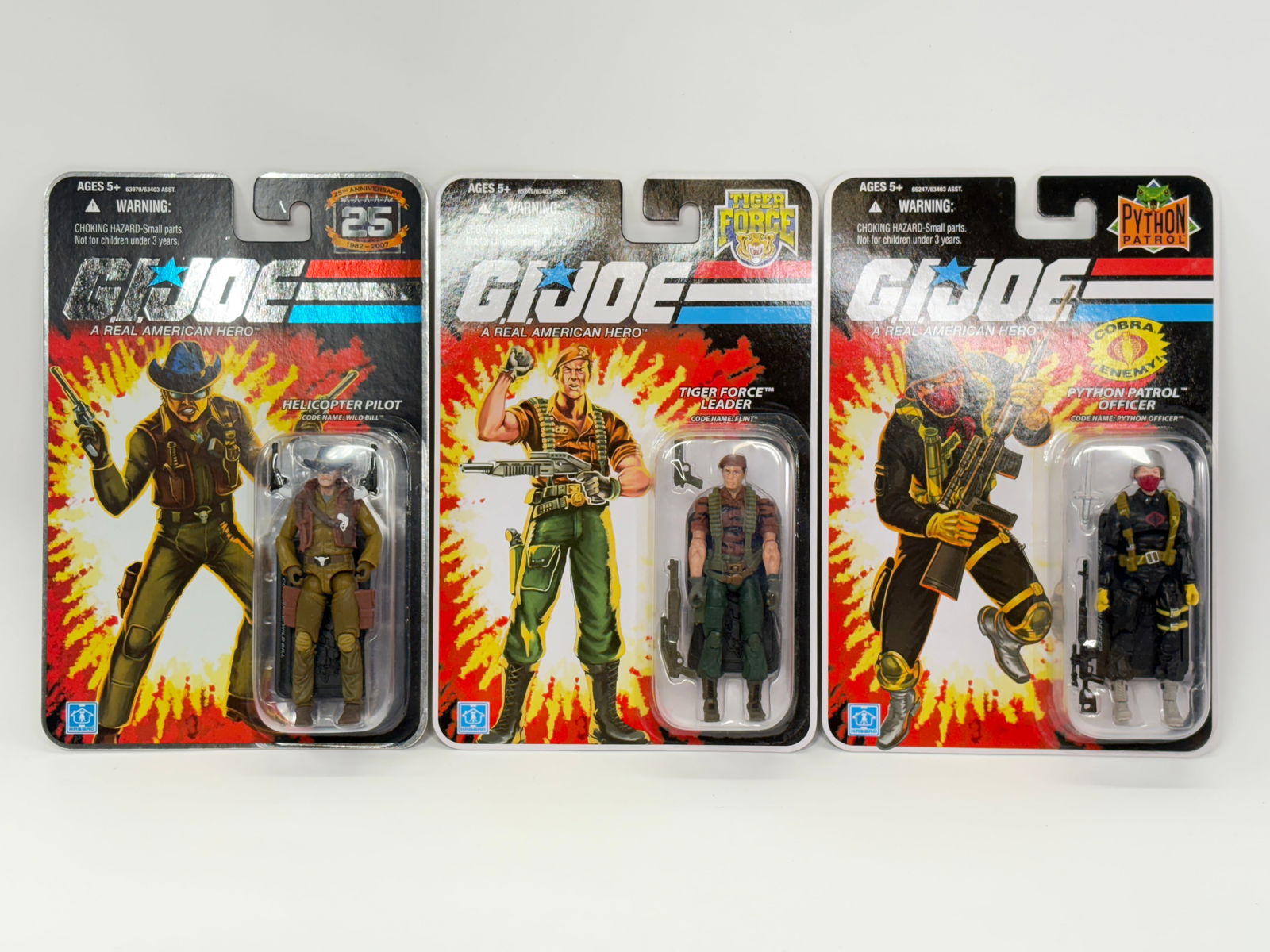 2) GI JOE ANNIVERSARY ACTION FIGURES NIP: ALL REMAIN NEW IN PACKAGE.