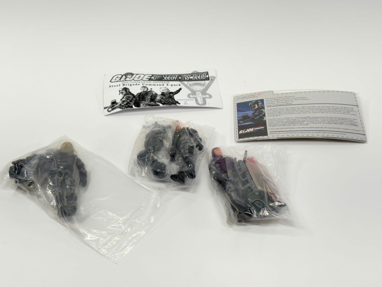 GI JOE COLLECTOR'S CLUB STEEL BRIGADE 3-PACK: ALL REMAIN SEALED IN BAGS.