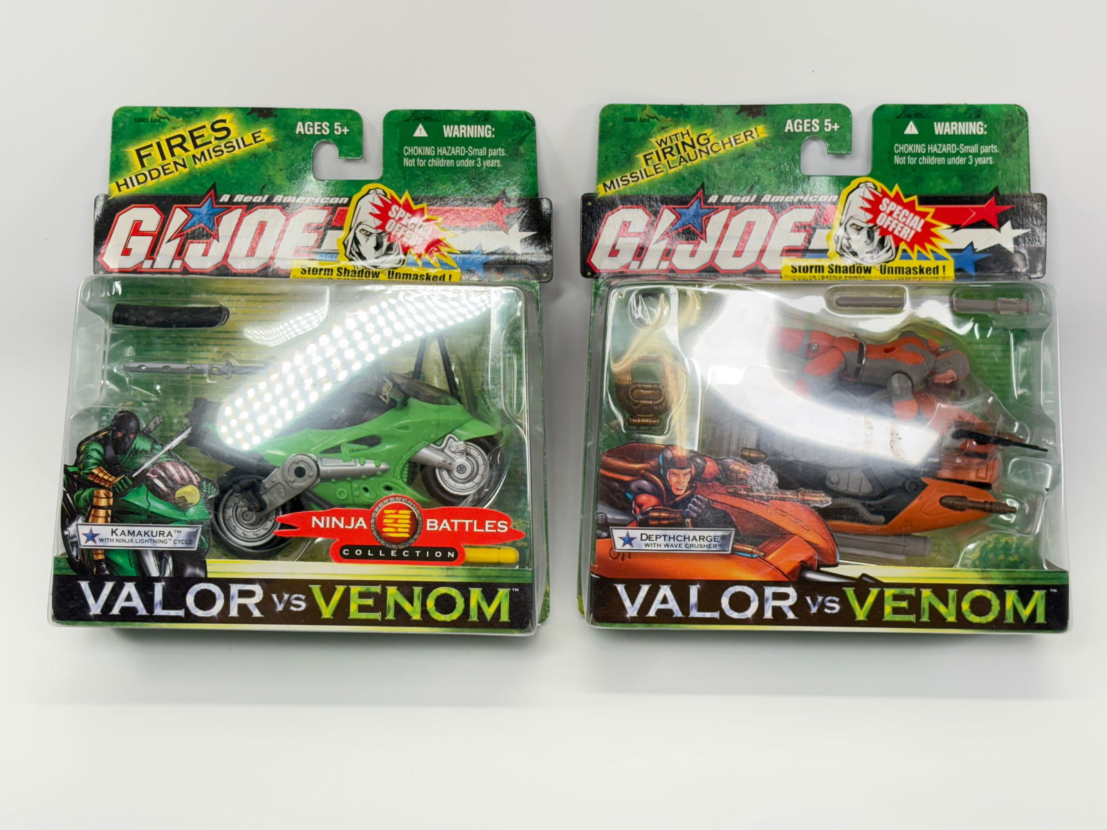 2) GI JOE VALOR VS. VENOM FIGURES NIP: BOTH REMAIN NEW IN PACKAGE.