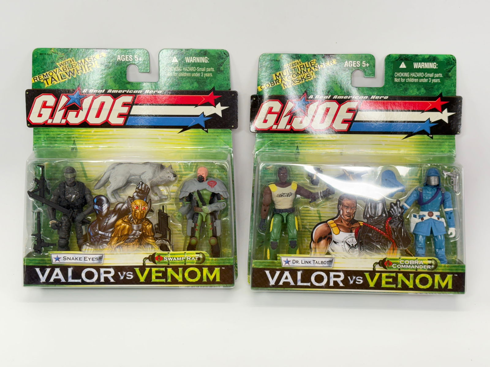 2) GI JOE VALOR VS. VENOM FIGURES NIP: BOTH REMAIN NEW IN PACKAGE.