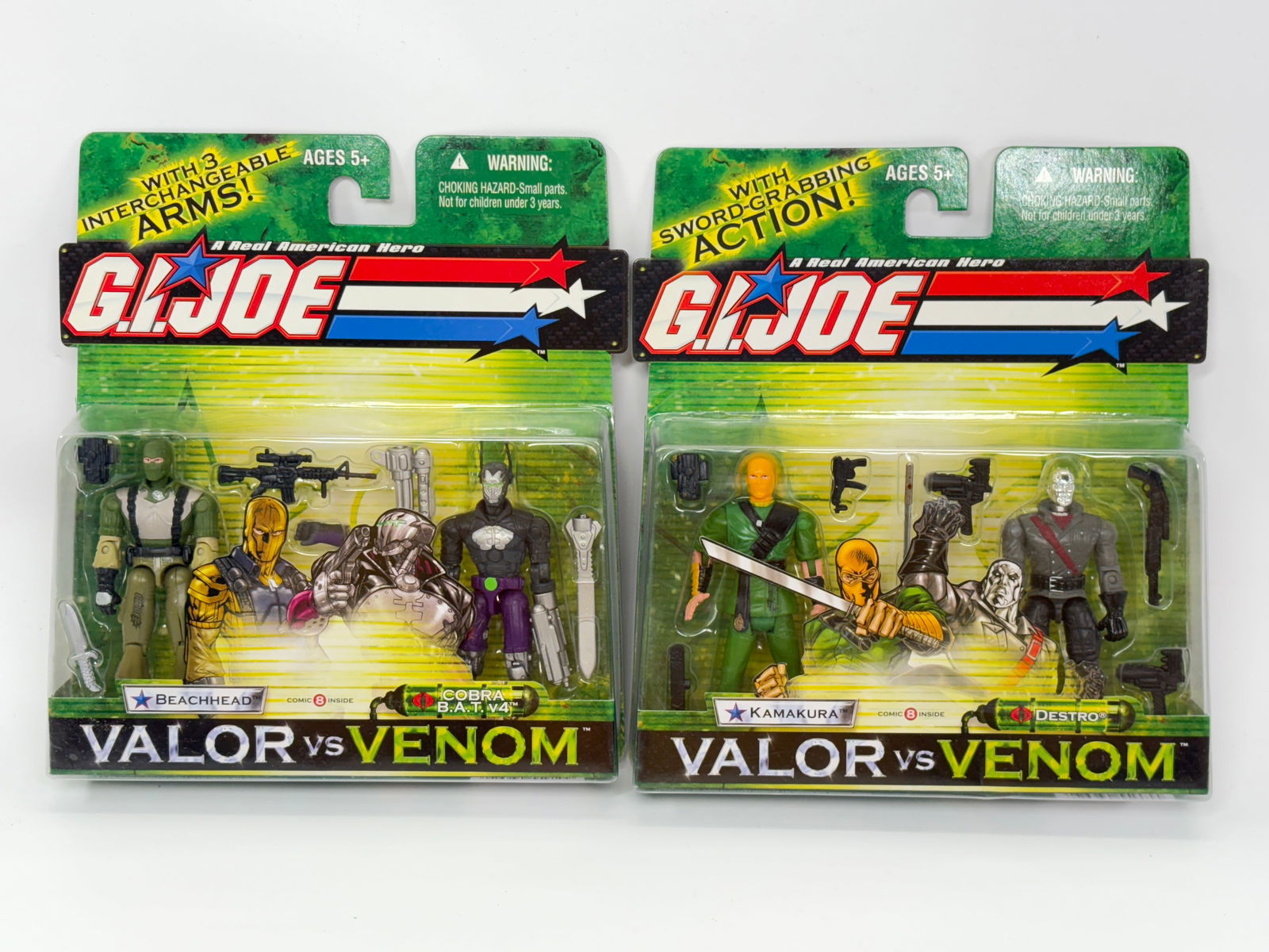 2) GI JOE VALOR VS. VENOM FIGURES NIP: BOTH REMAIN NEW IN PACKAGE.
