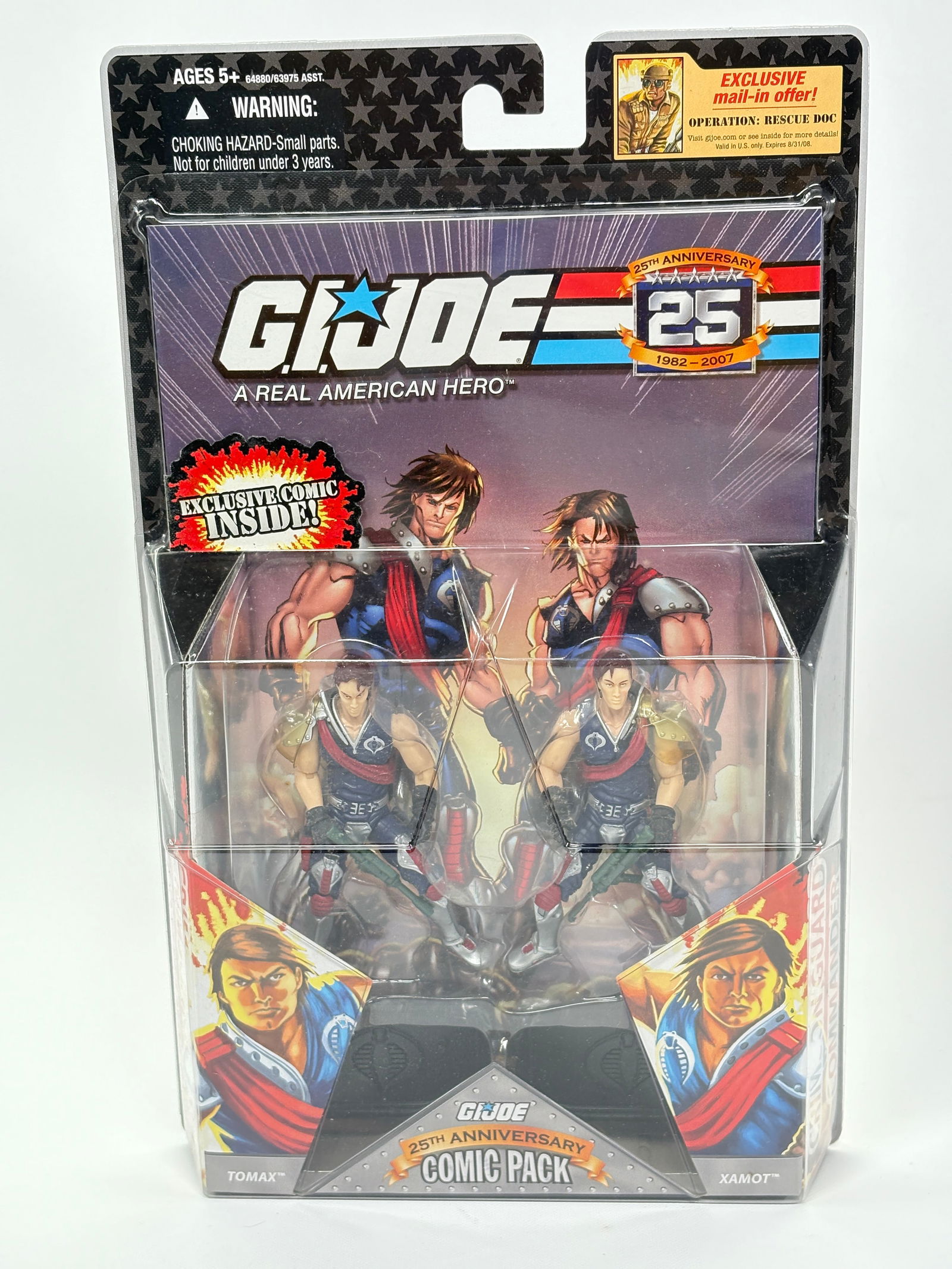 GI JOE 25TH ANNIV. COMIC PACK TOMAX & XAMOT NIP: REMAINS NEW IN PACKAGE.