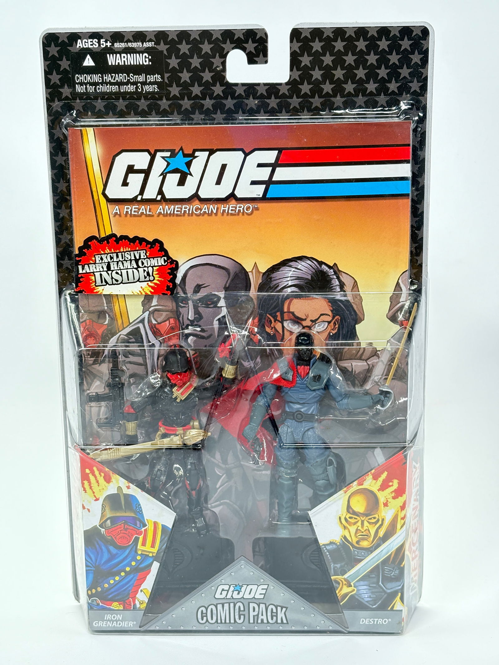 GI JOE COMIC PACK IRON GRENADIER & DESTRO NIP: REMAINS NEW IN PACKAGE.