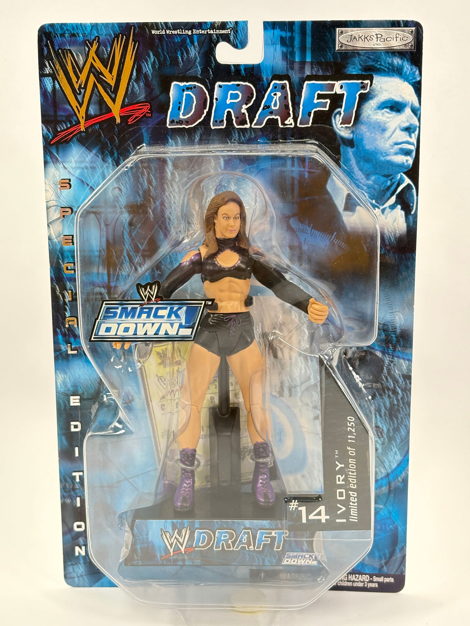 JAKKS PACIFIC WWF SMACKDOWN DRAFT IVORY NIP: REMAINS NEW IN PACKAGE.