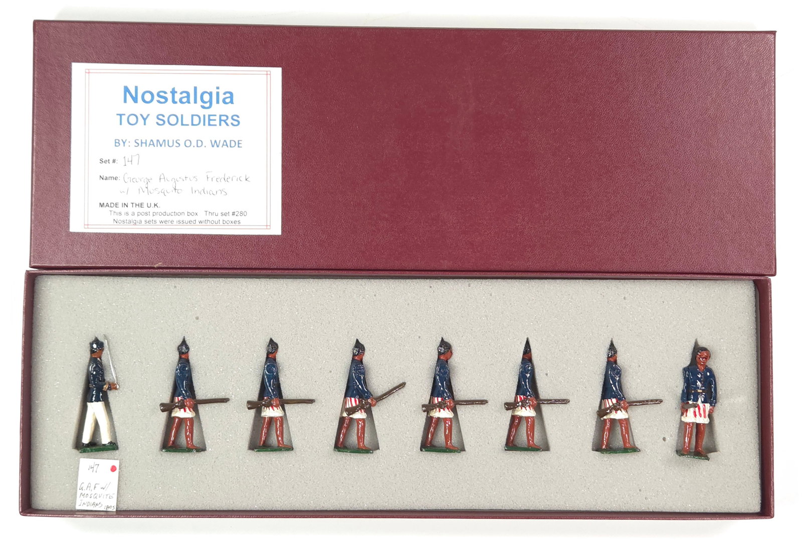 NOSTALGIA MODELS GEORGE AUGUSTUS FREDERICK W/ MOSQUITO INDIANS: REMAINS IN VERY GOOD CONDITION WITH BOX.