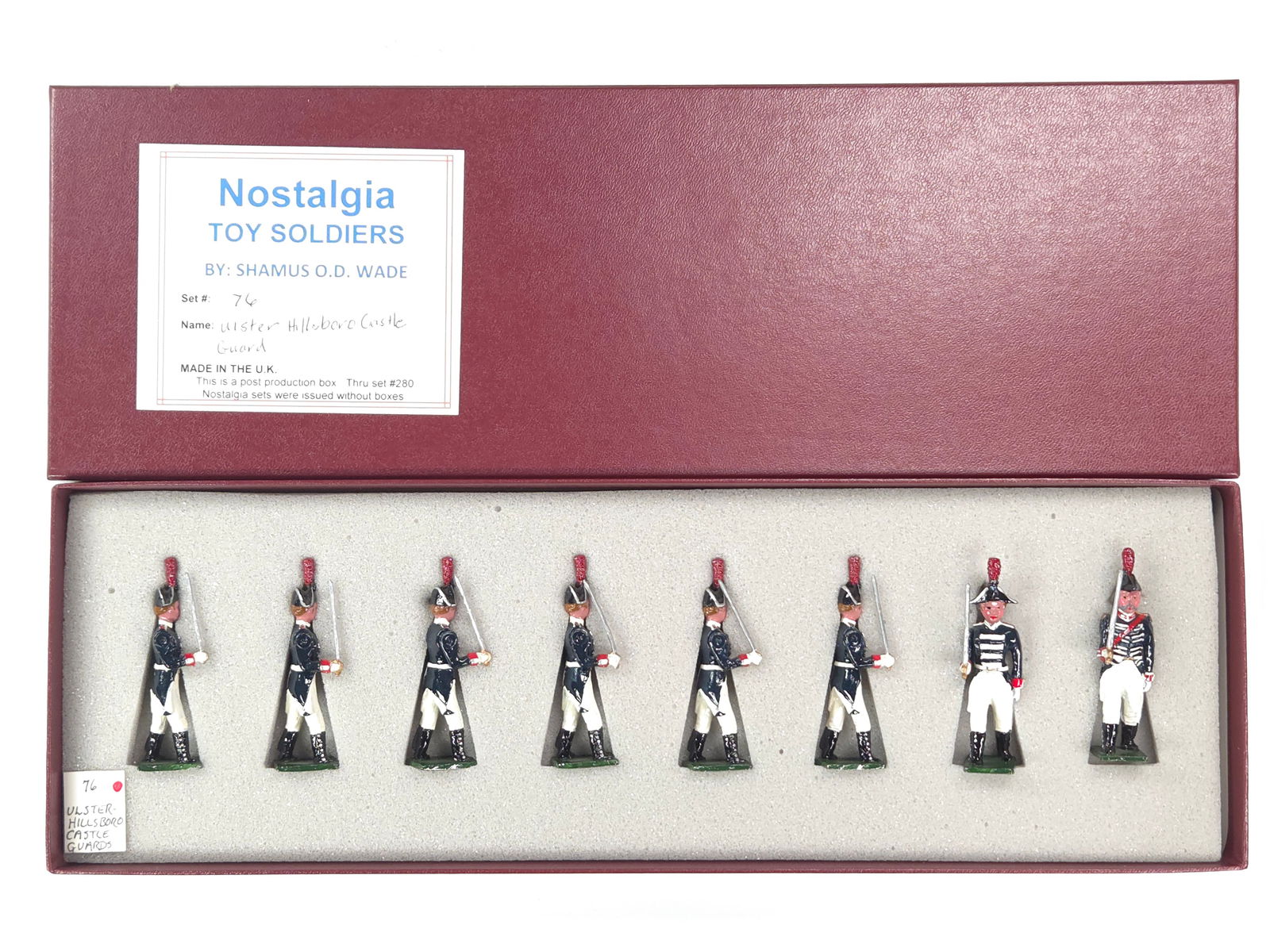 NOSTALGIA MODELS ULSTER HILLSBORO CASTLE GUARD: REMAINS IN VERY GOOD CONDITION WITH BOX.