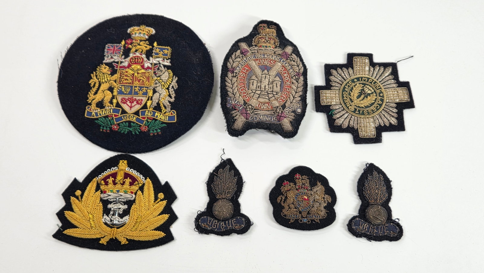 VARIOUS ENGLISH BULLION INSIGNIA: ALL REMAIN IN GOOD CONDITION.