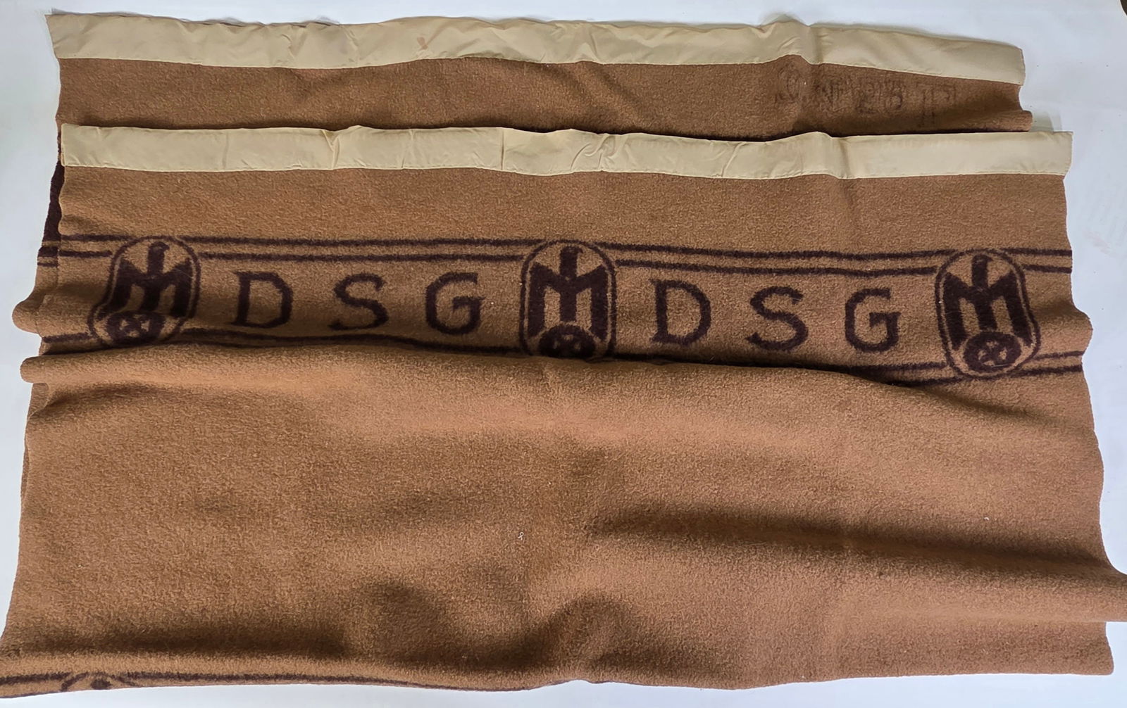 WWII GERMAN DSG RAILROAD CAR WOOL BLANKET: REMAINS IN GOOD CONDITION, SHOWING SOME TYPICAL WEAR.