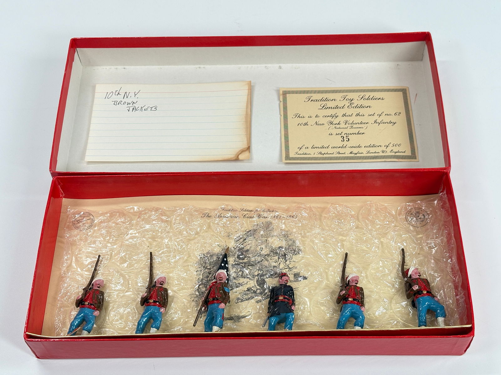 TRADITION SOLDIERS NO. 62 10TH NEW YORK VOLUNTEER INFANTRY: SET REMAINS IN VERY GOOD CONDITION WITH BOX.