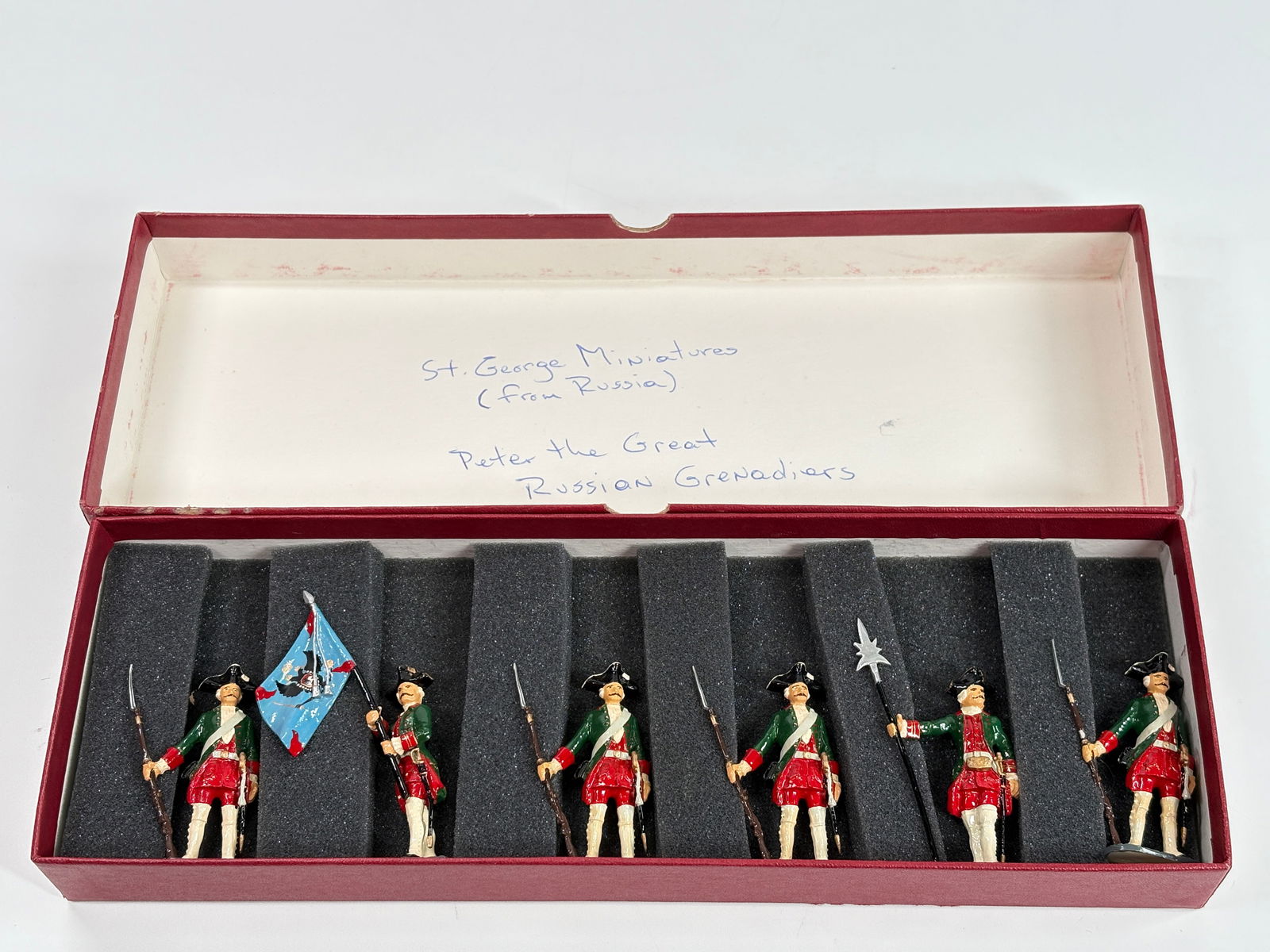 ST. GEORGE MINIATURES PETER THE GREAT RUSSIAN GRENADIERS: SET REMAINS IN VERY GOOD CONDITION WITH BOX.