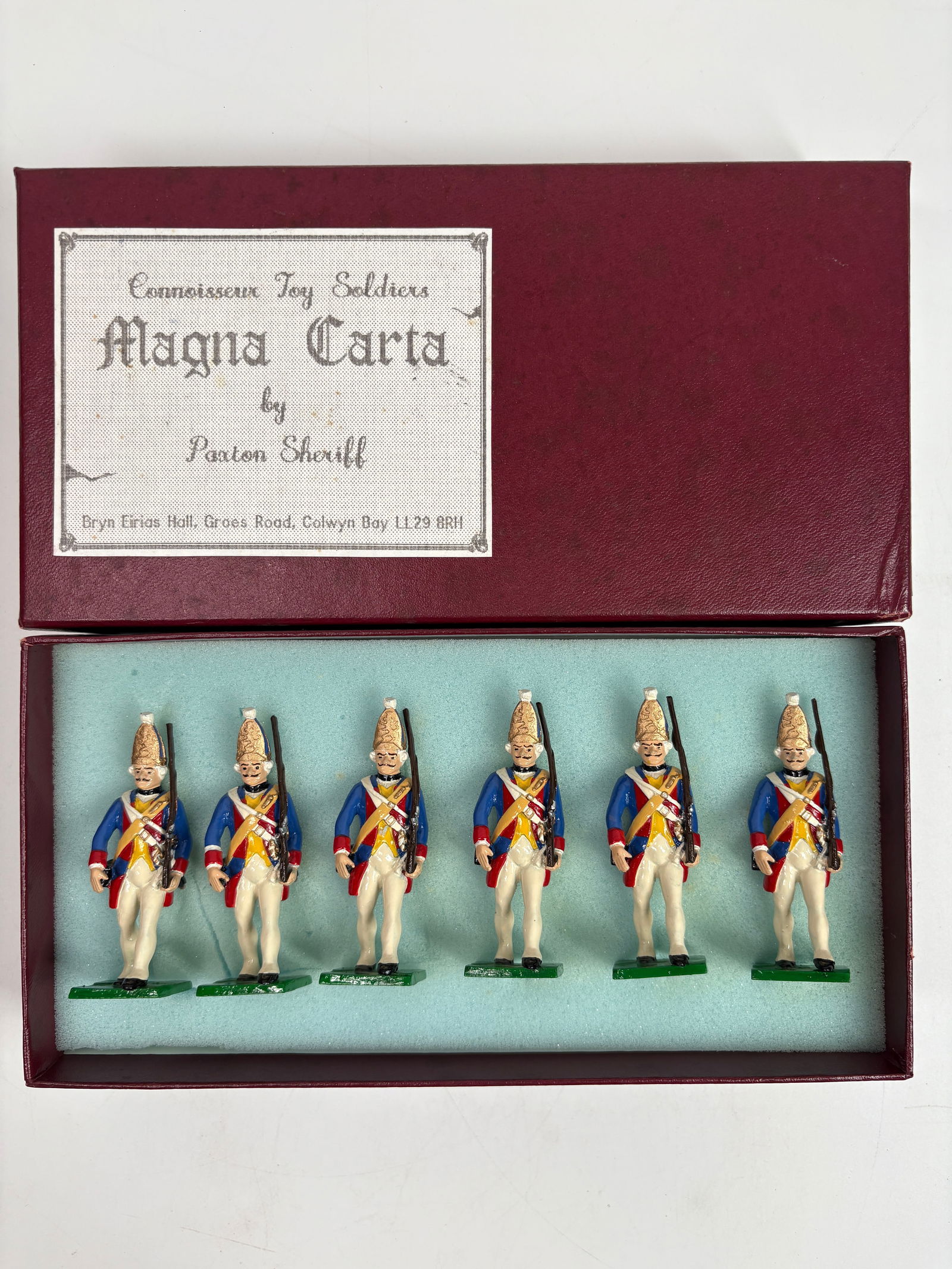 PAXTON SHERIFF MAGNA CARTA CONNOISSEUR TOY SOLDIERS: ALL REMAIN IN VERY GOOD CONDITION, SHOWING MINIMAL WEAR. BOXES REMAIN IN GOOD CONDITION, SHOWING SOME STORAGE WEAR.