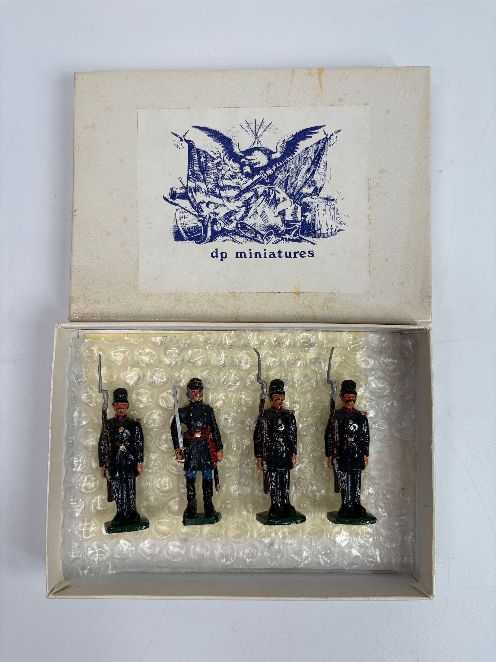 DP MINIATURES CIVIL WAR SOLDIERS SET: ALL REMAIN IN VERY GOOD CONDITION, SHOWING MINIMAL WEAR. BOXES REMAIN IN GOOD CONDITION, SHOWING SOME STORAGE WEAR.