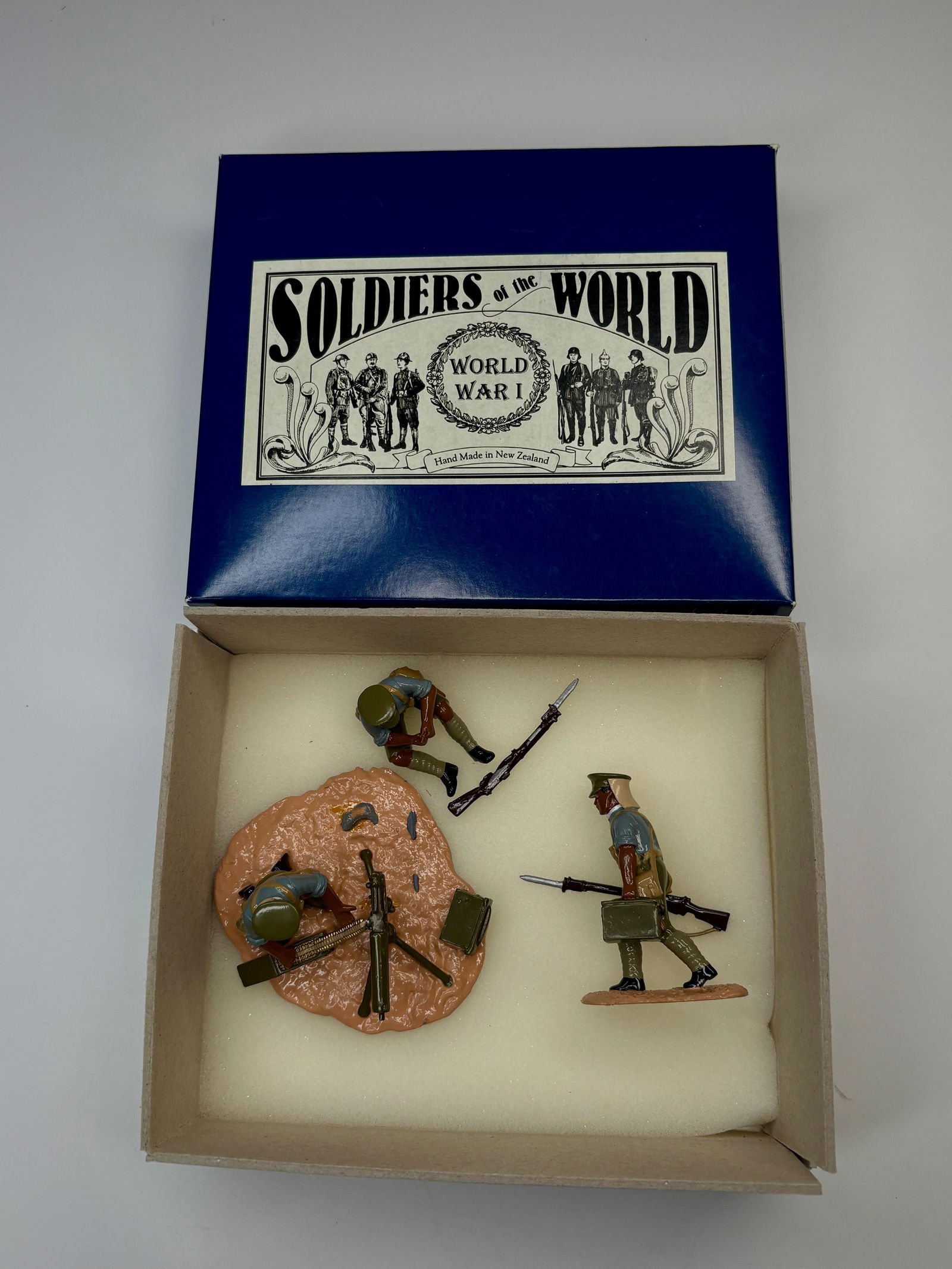 SOLDIERS OF THE WORLD WWI SOLDIER SET: ALL REMAIN IN VERY GOOD CONDITION, SHOWING MINIMAL WEAR. BOXES REMAIN IN GOOD CONDITION, SHOWING SOME STORAGE WEAR.
