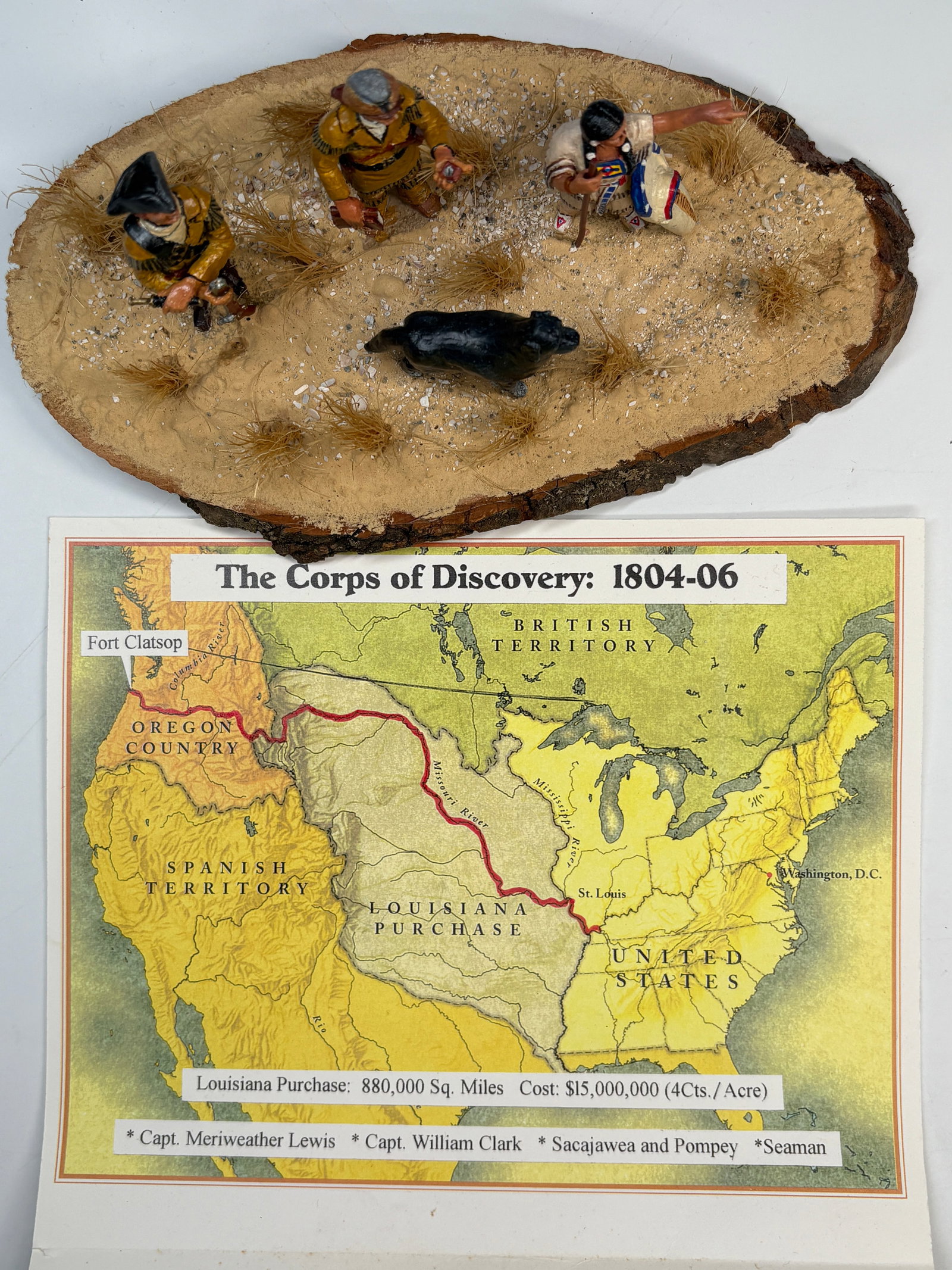 MINIMEN THE CORPS OF DISCOVERY 1804-06 LEWIS & CLARK, SACAJAWEA: SET REMAINS IN VERY GOOD CONDITION, SHOWING MINIMAL WEAR. BOXES REMAIN IN GOOD CONDITION, SHOWING SOME STORAGE WEAR.
