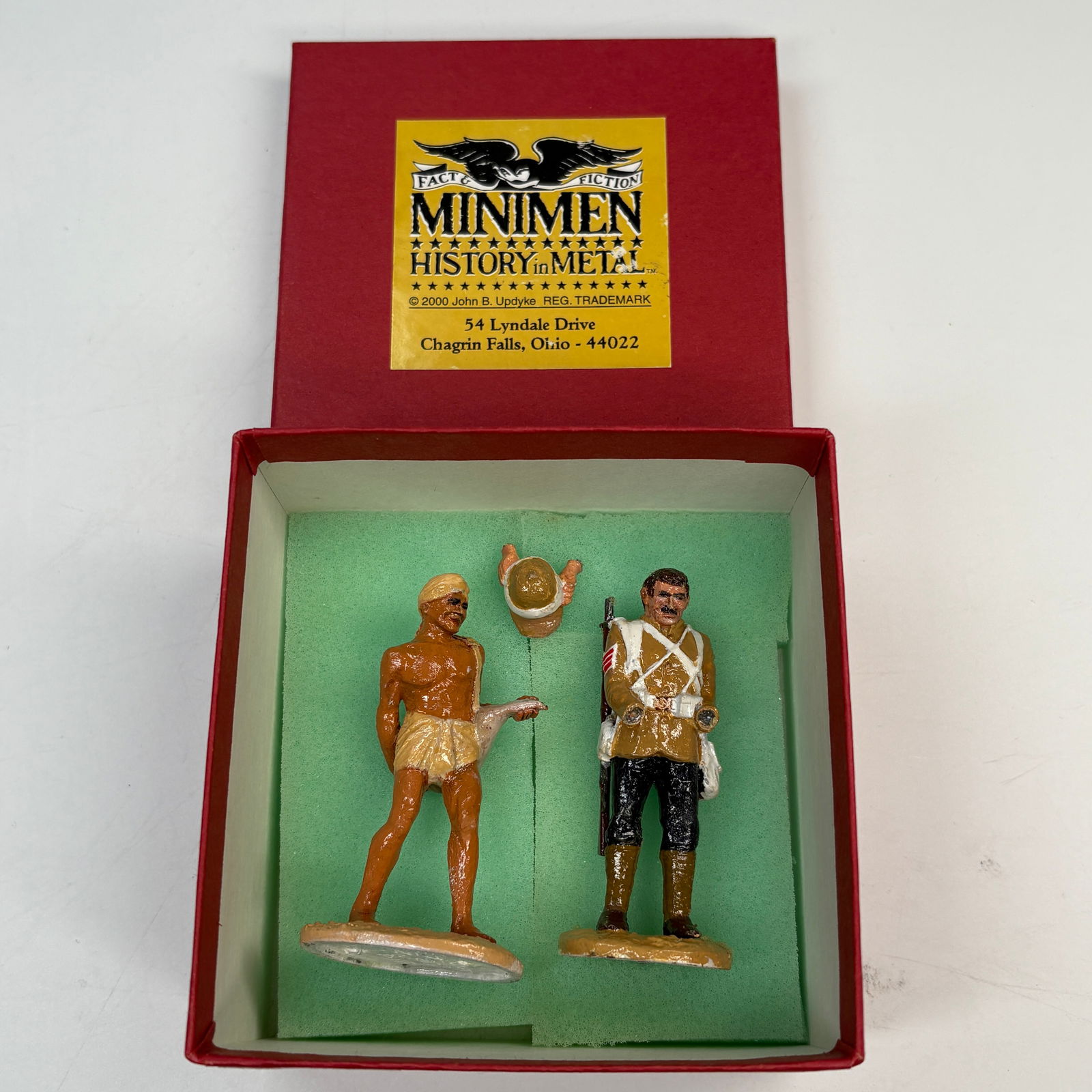 MINIMEN SOLDIER & NATIVE SET: ALL REMAIN IN VERY GOOD CONDITION, SHOWING MINIMAL WEAR. BOXES REMAIN IN GOOD CONDITION, SHOWING SOME STORAGE WEAR.