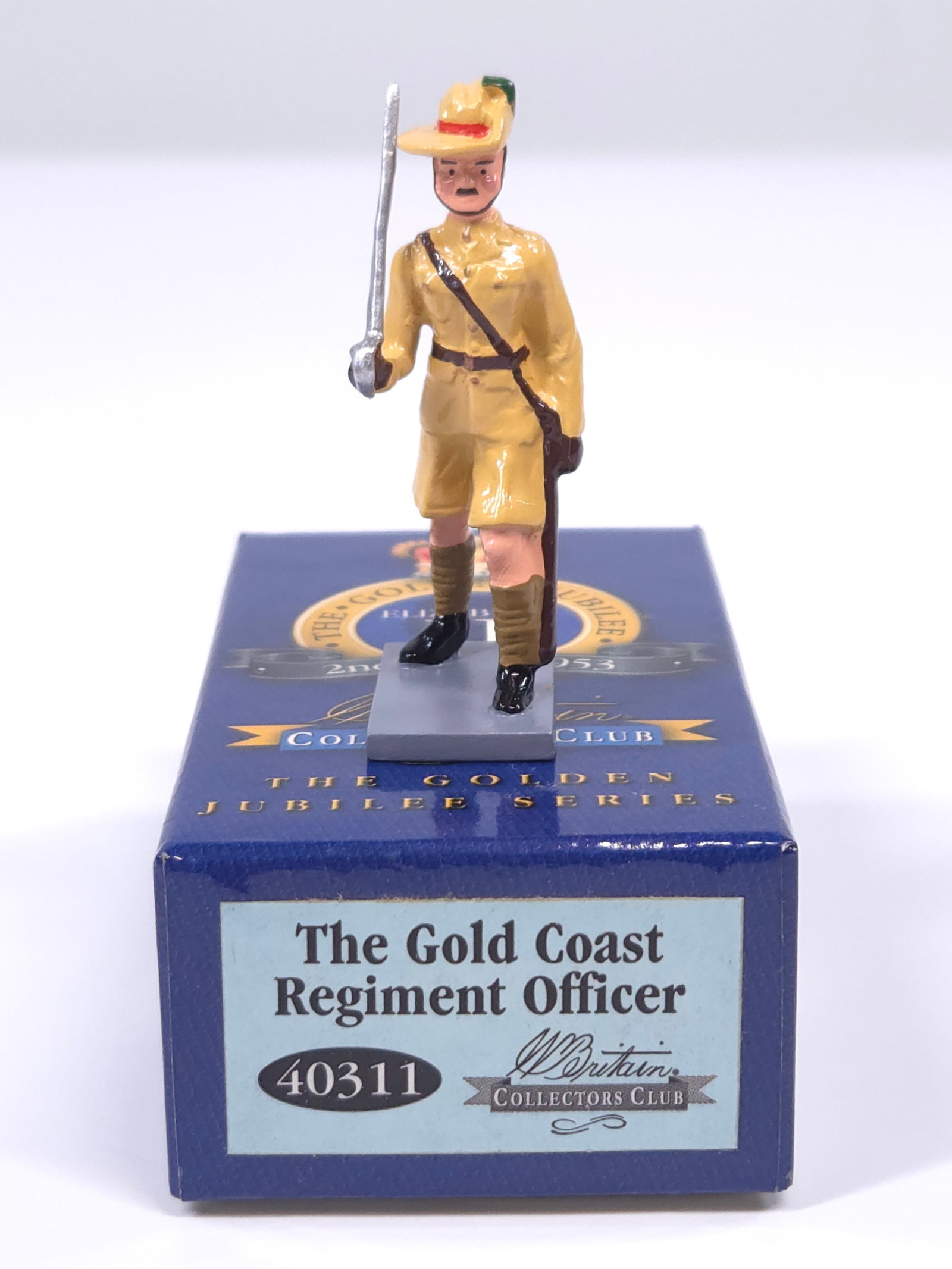 W. BRITAIN 40311 THE GOLD COAST REGIMENT OFFICER: REMAINS IN VERY GOOD CONDITION WITH BOX.