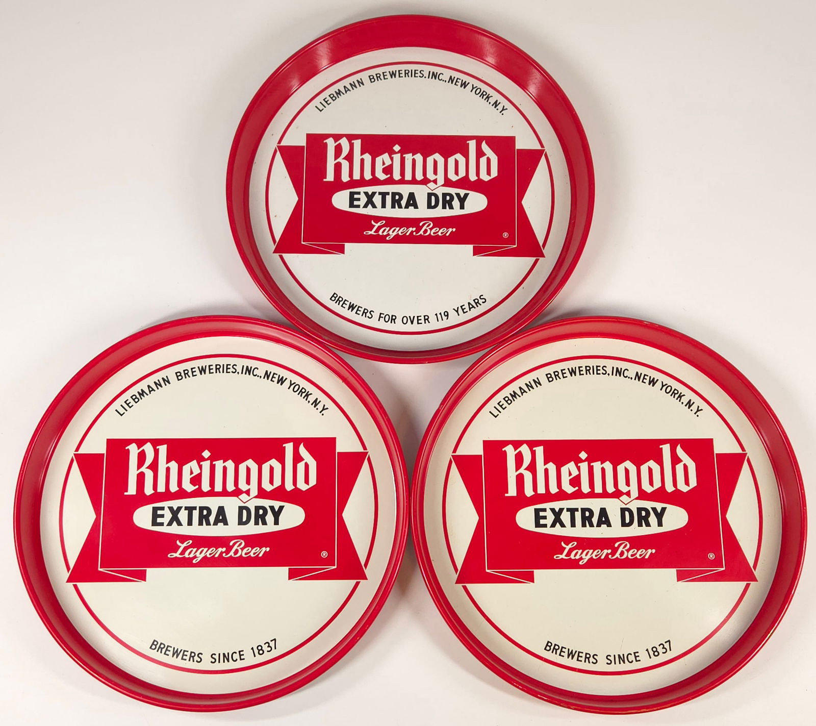 3) RHEINGOLD EXTRA DRY BEER ADVERTISING TRAY (1 of 7)