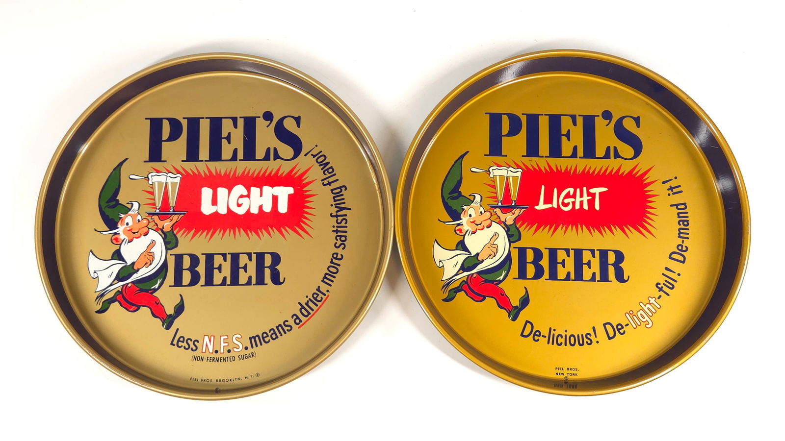 2) PIELS LIGHT BEER ADVERTISING TRAYS - VARIATIONS (1 of 6)