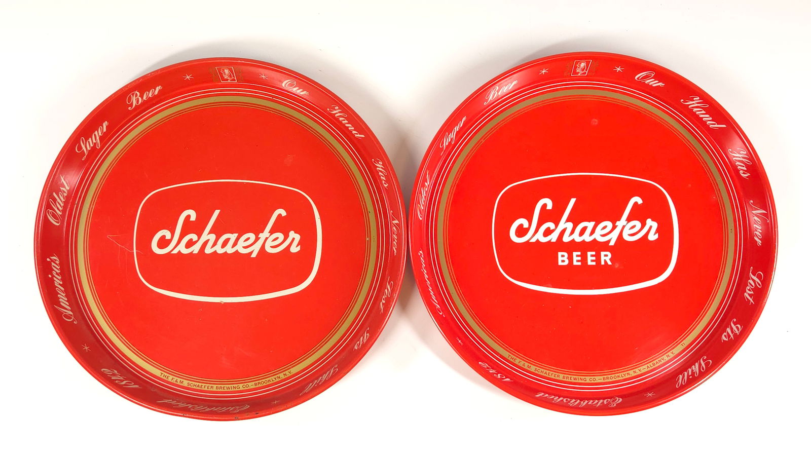 2) VINTAGE SCHAEFER BREWING CO. ADVERTISING BEER TRAY (1 of 6)