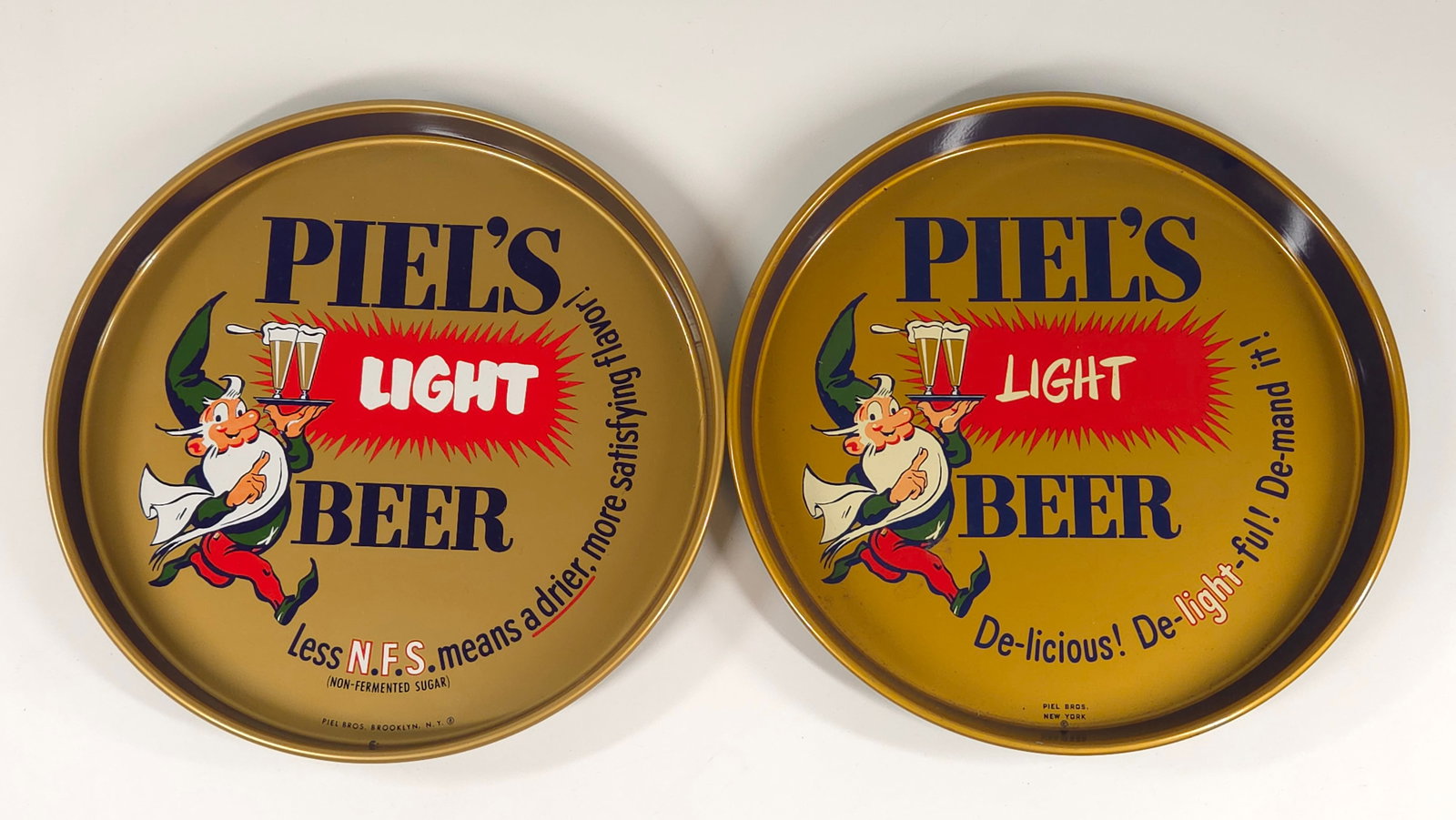 2) PIELS LIGHT BEER ADVERTISING TRAYS - VARIATIONS (1 of 6)