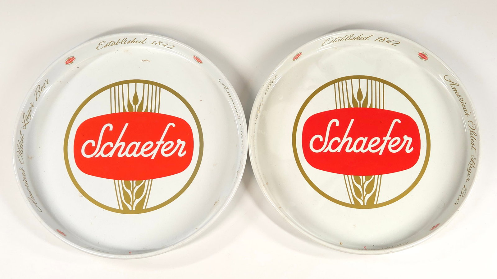 2) VINTAGE SCHAEFER ADVERTISING BEER TRAYS (1 of 4)