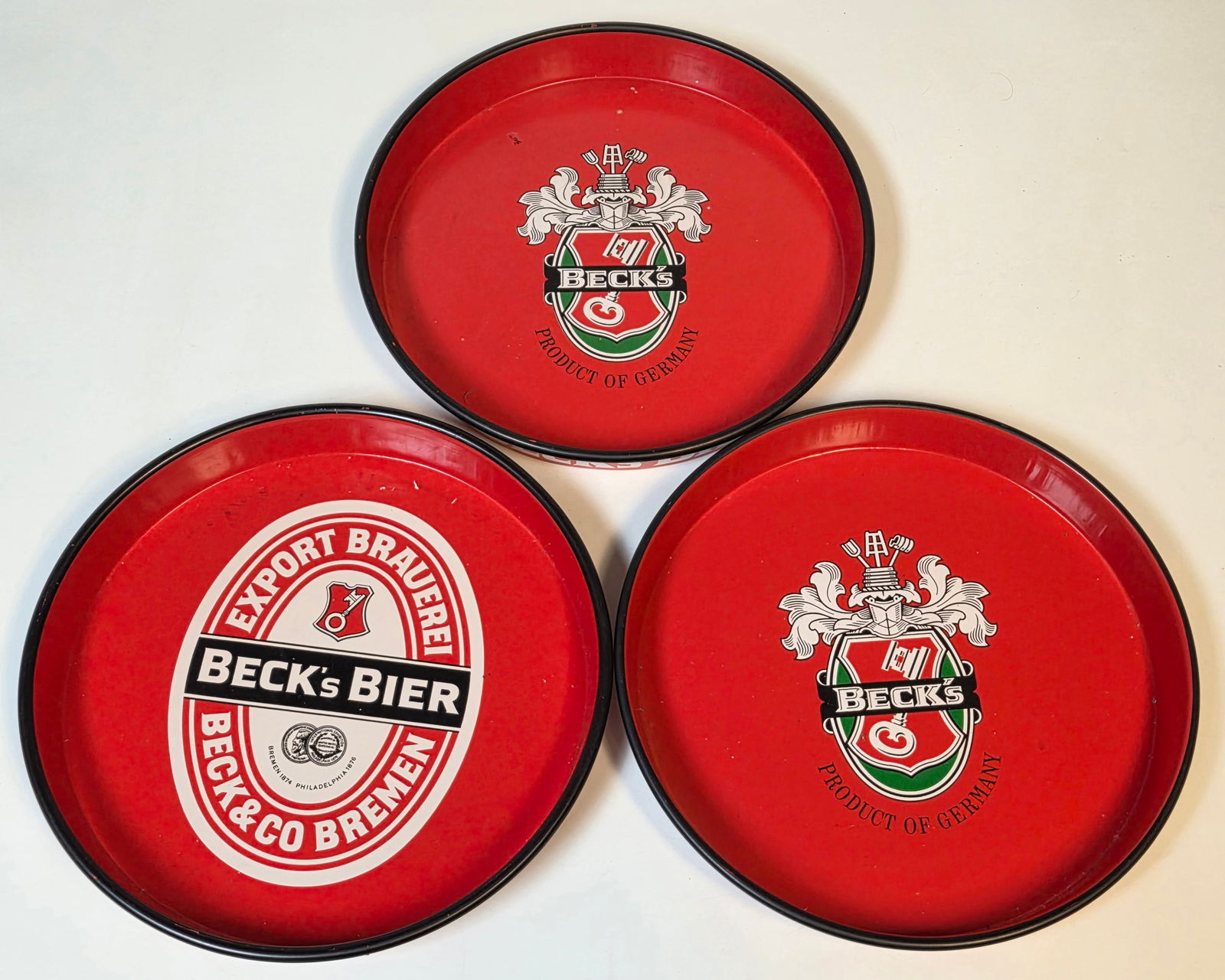 3) VINTAGE BECK'S ADVERTISING BEER TRAYS (1 of 5)