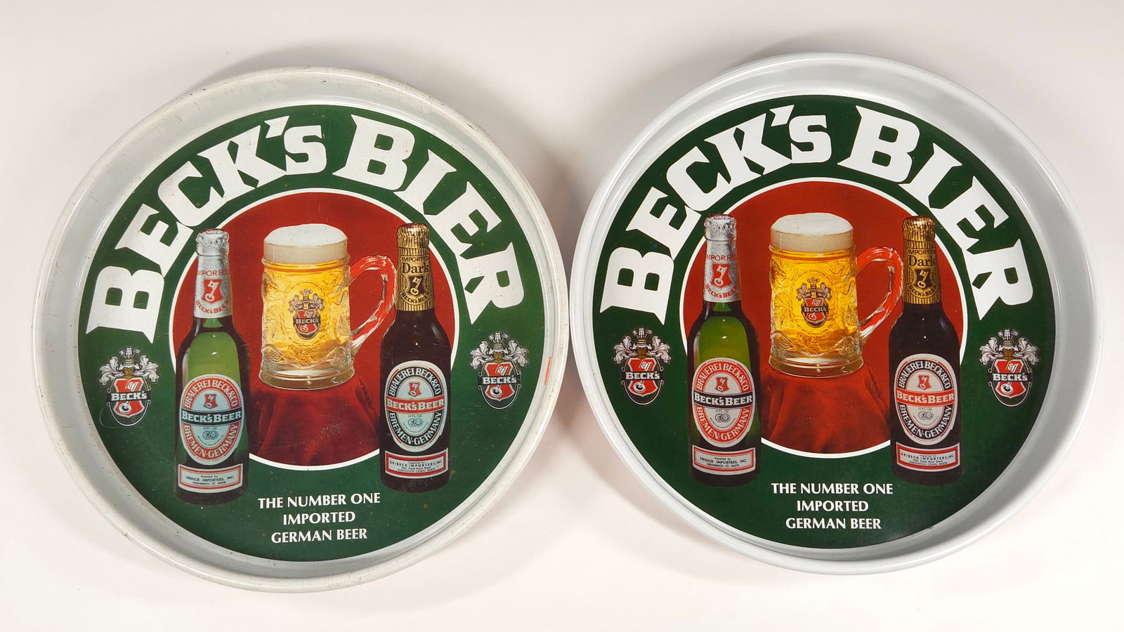 2) VINTAGE BECK'S BIER ADVERTISING BEER TRAYS (1 of 5)