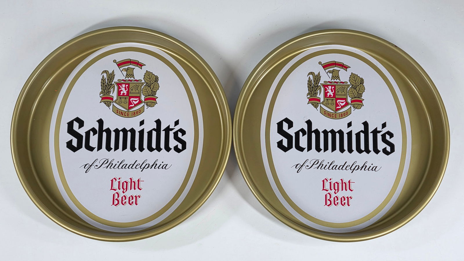 2) VINTAGE SCHMIDT'S LIGHT BEER ADVERTISING TRAYS (1 of 4)