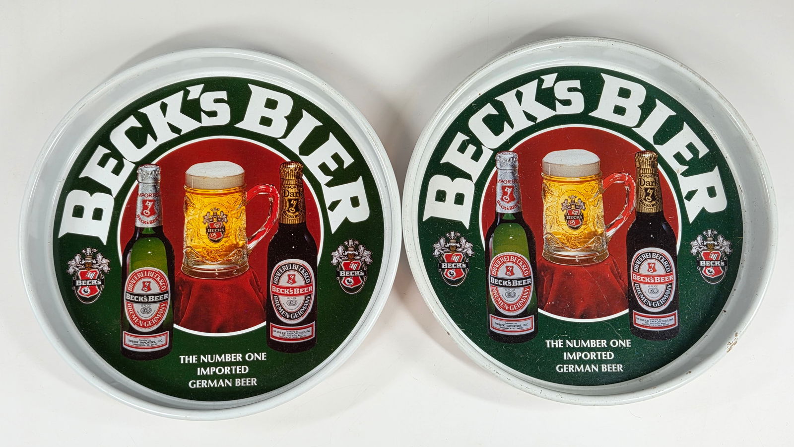 2) VINTAGE BECK'S BIER ADVERTISING BEER TRAYS (1 of 4)