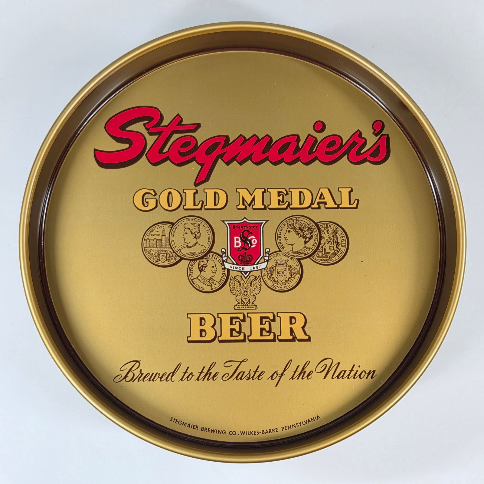 STEGMAIER BREWING CO. GOLD MEDAL BEER TRAY (1 of 3)