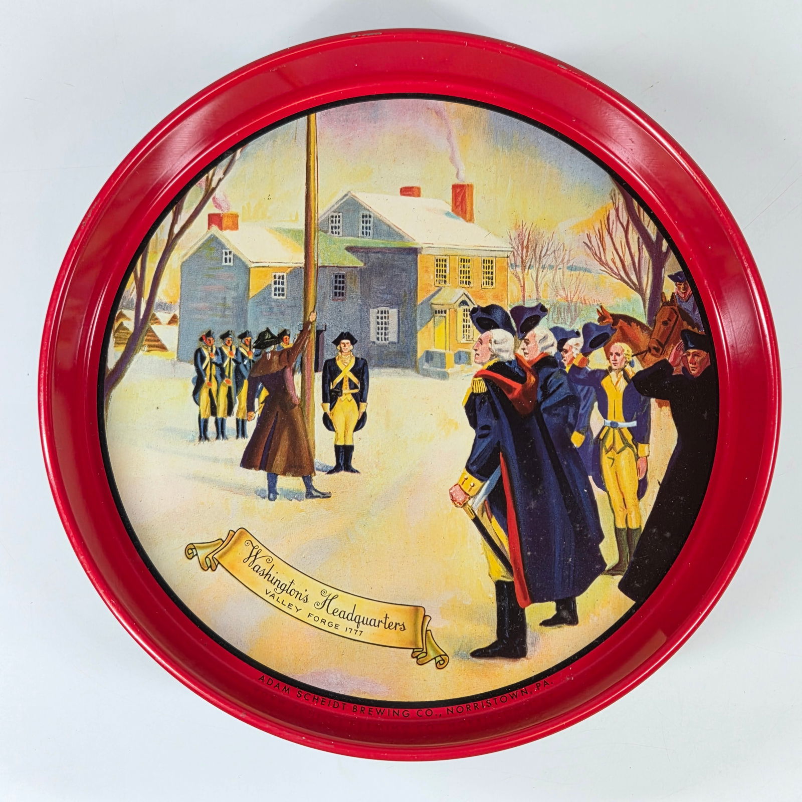 ADAM SCHEIDT WASHINGTON HEADQUARTERS BEER TRAY: REMAINS IN GOOD CONDITION, SHOWING SOME TYPICAL WEAR.